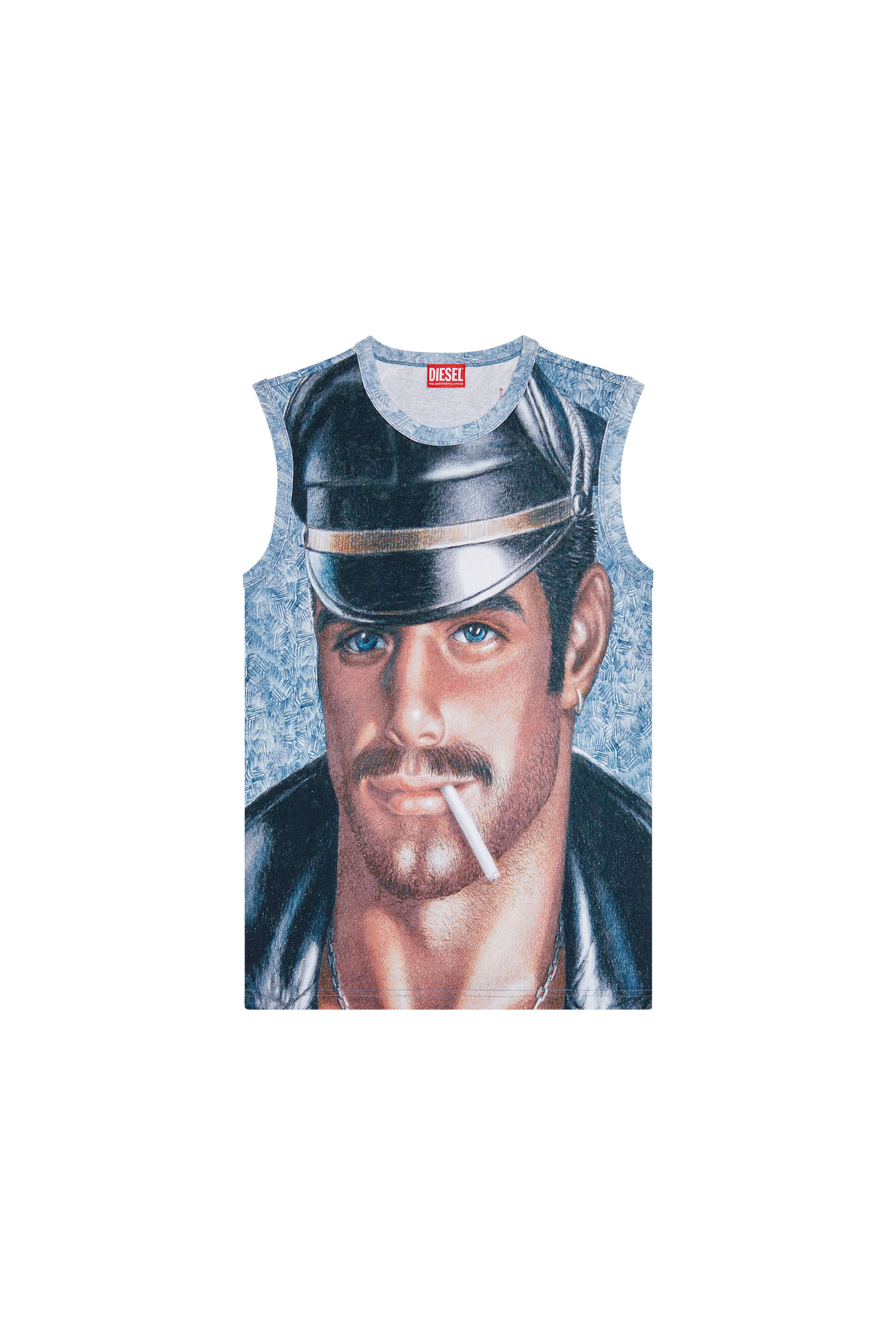Diesel - PR-T-BISCO-LONGER, Unisex's Loose-fit muscle tee with all-over print in Blue - 2