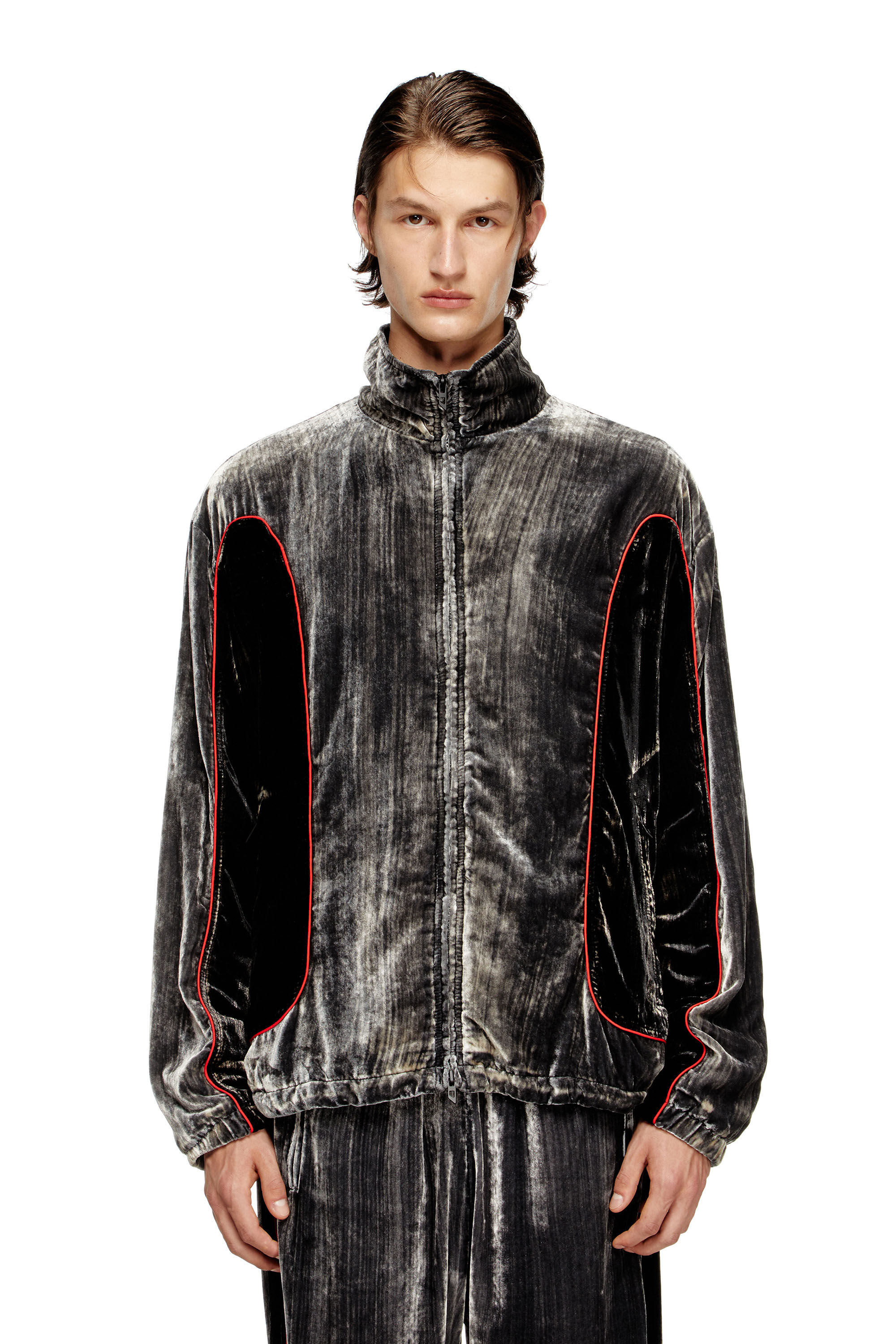 Diesel - J-HAY, Male's Track jacket in treated velvet in null - 3