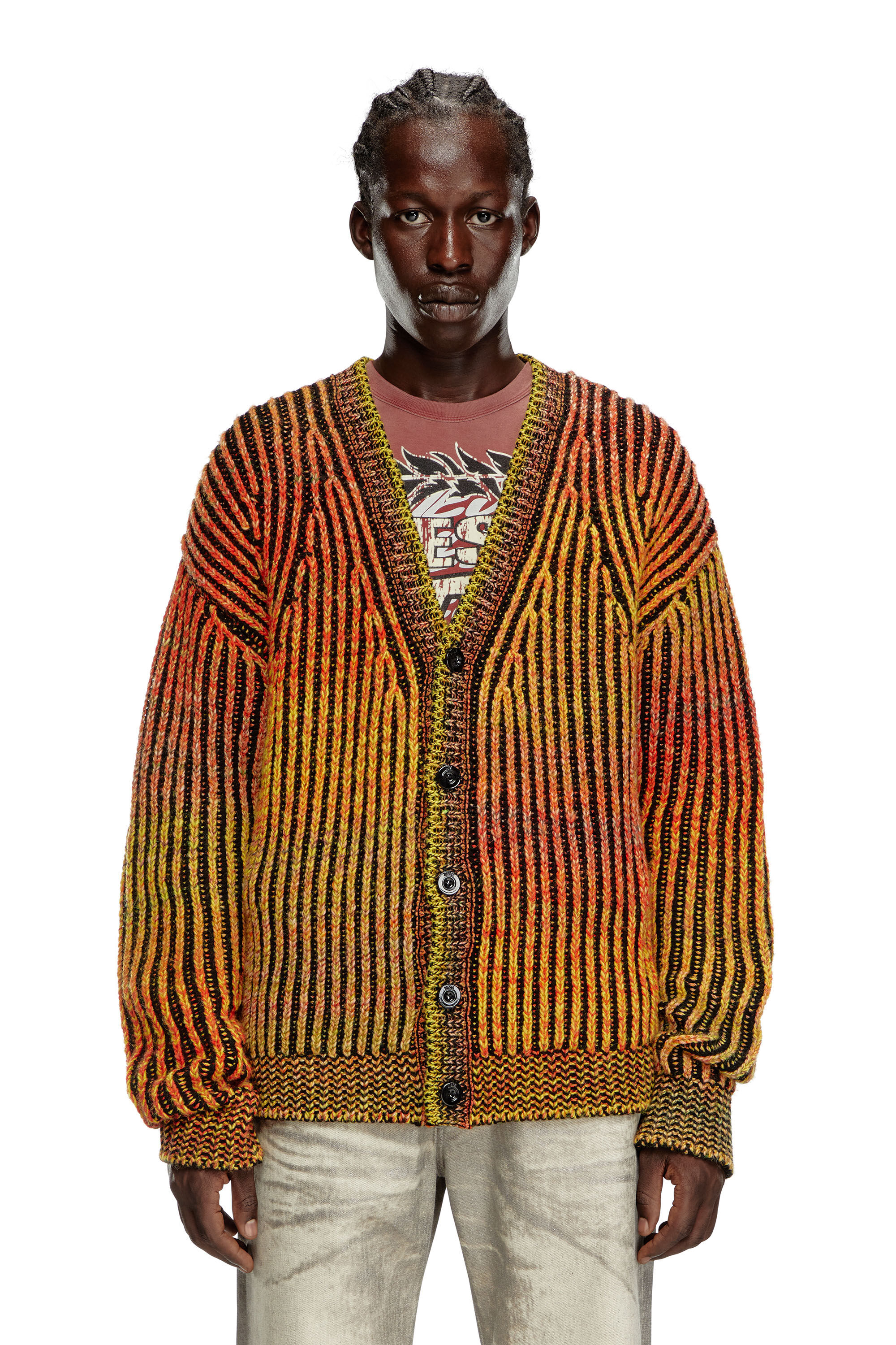 Orange striped cardigan store