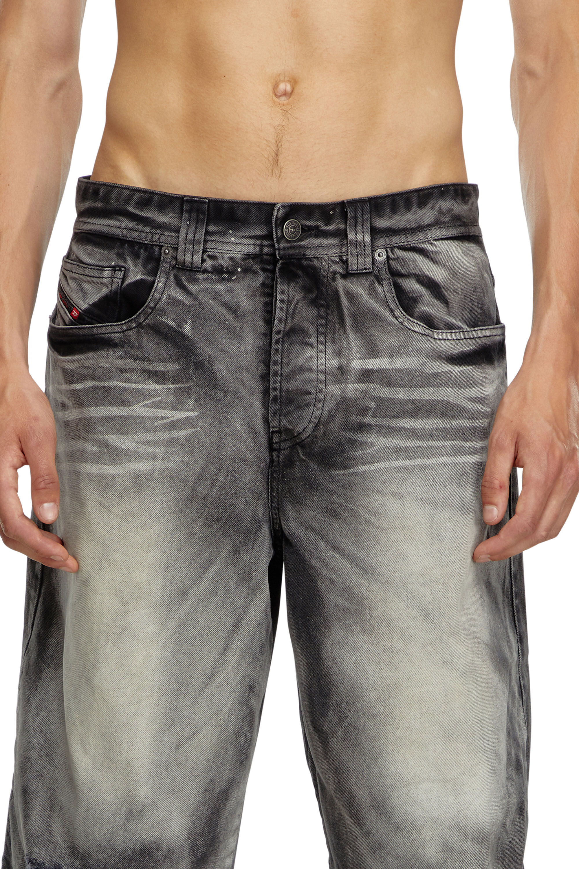 Diesel - P-HANS, Male's 5-pocket pants with layered leg in Black/Grey - 4