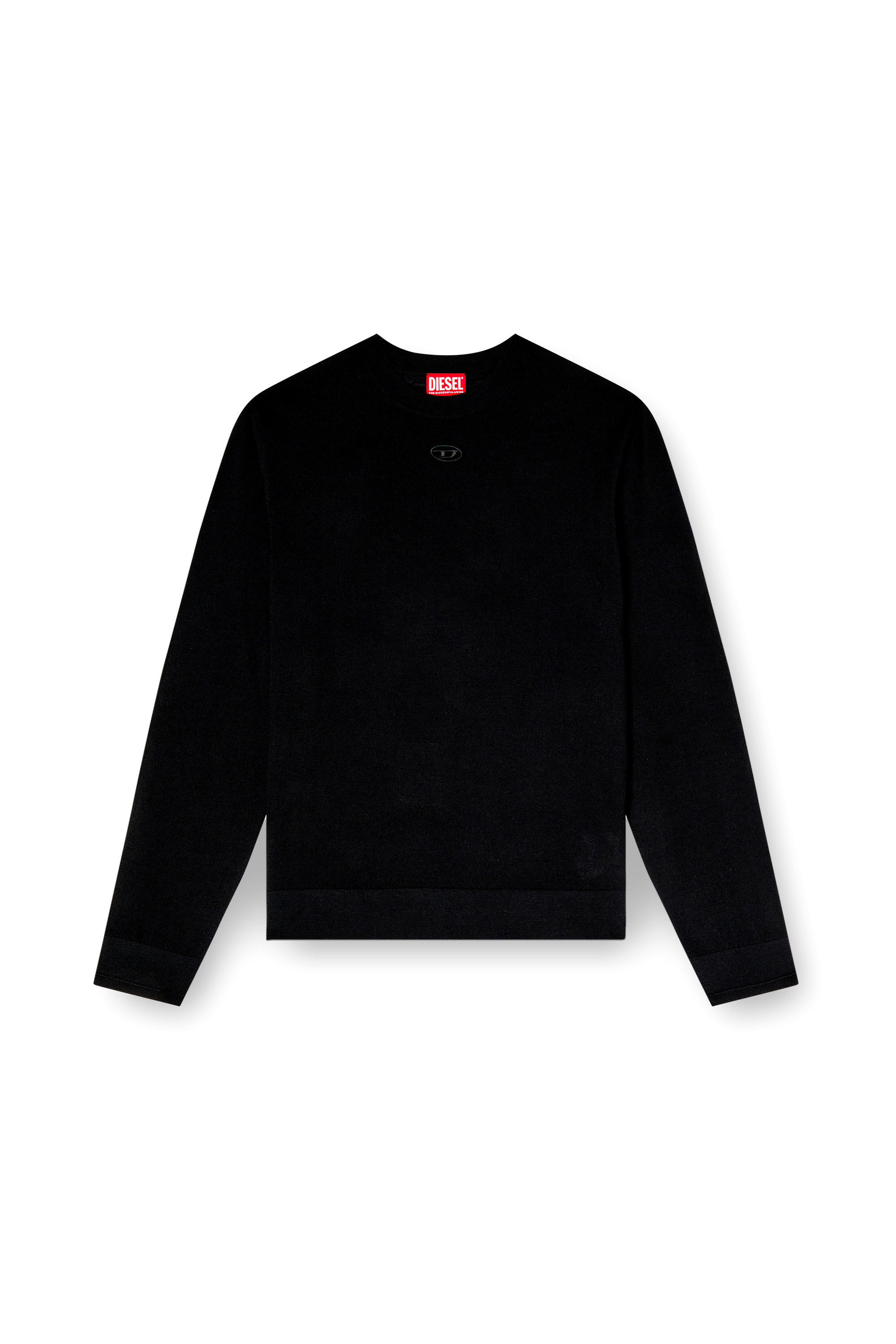 Diesel - K-VALIAM, Male's Wool jumper with cut-out logo in Black - 2