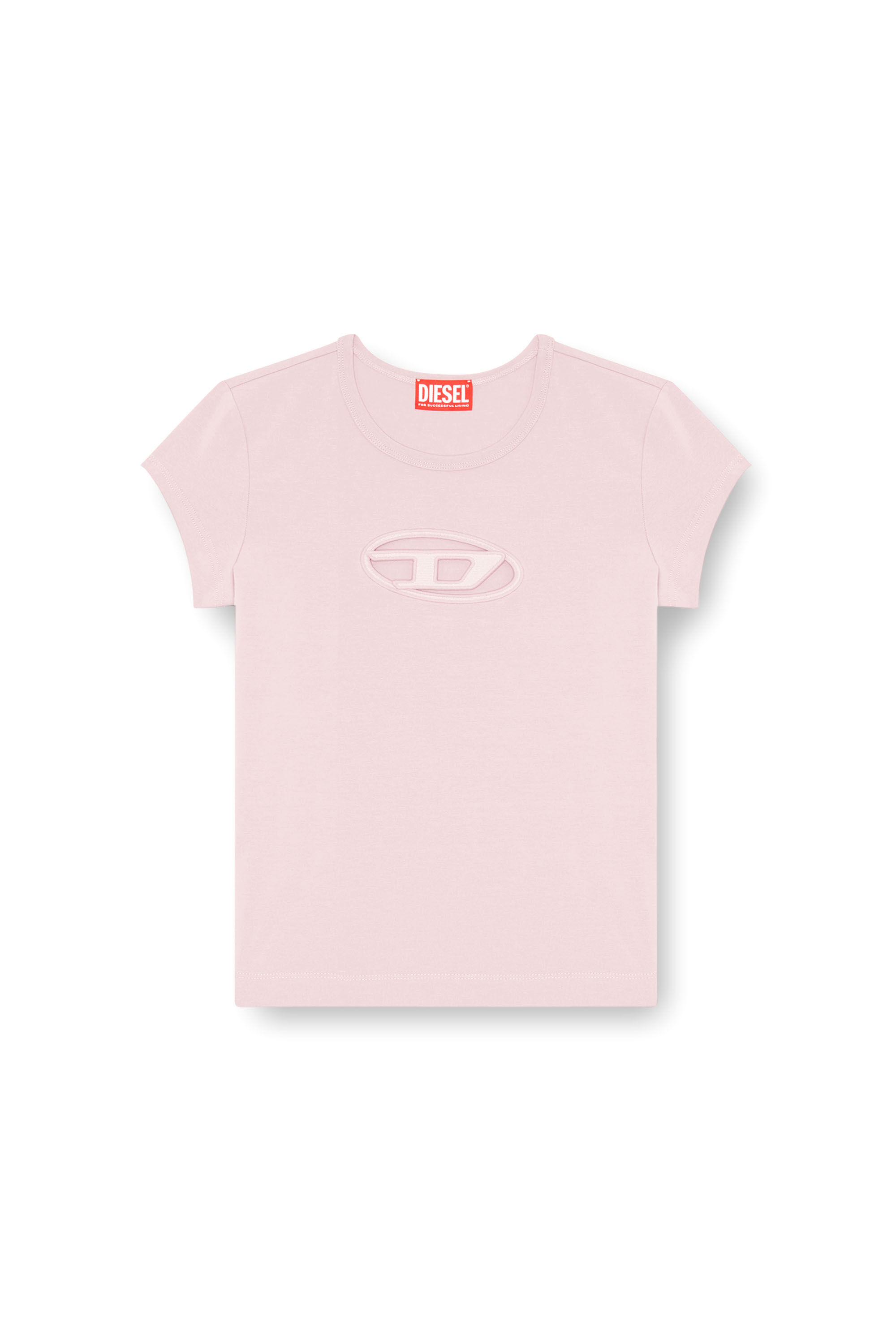 Diesel - T-ANGIE, T-shirt avec logo peek-a-boo Femme in Rose - 2