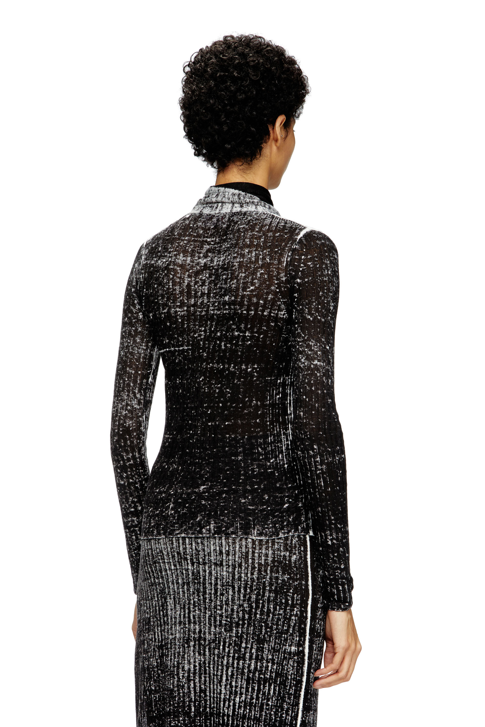Diesel - M-ELAN, Pull en lin avec encolure trou de serrure et nœud Femme in Noir - 4