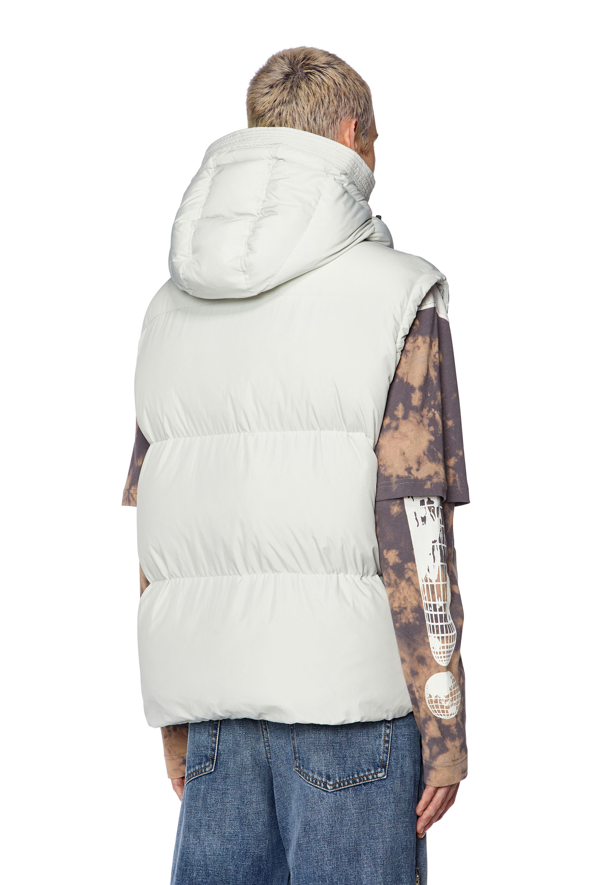 Men white puffer vest top