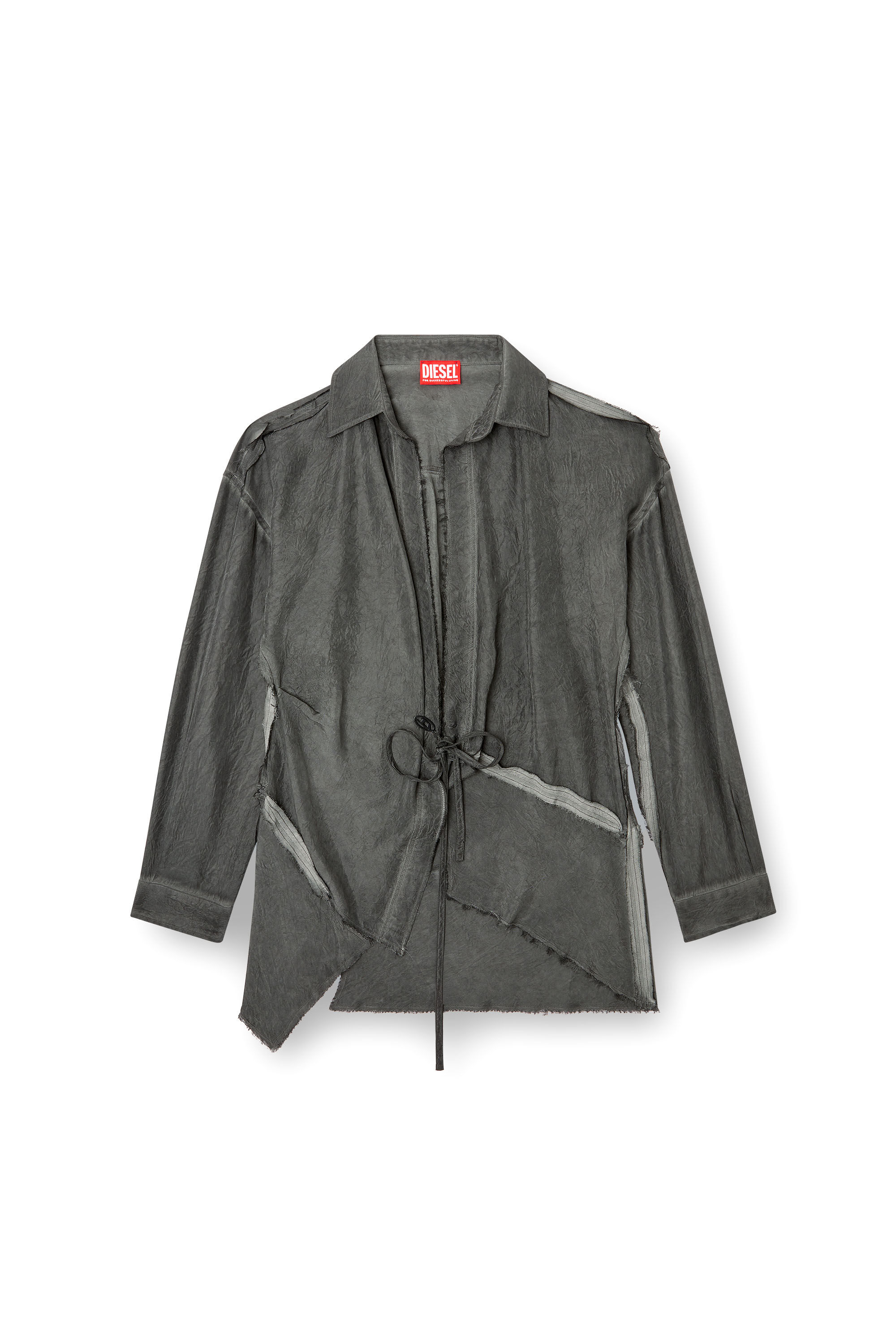 Diesel - C-RAZY-Q1, Chemise cache-cœur asymétrique en sergé froissé Femme in Noir - 2
