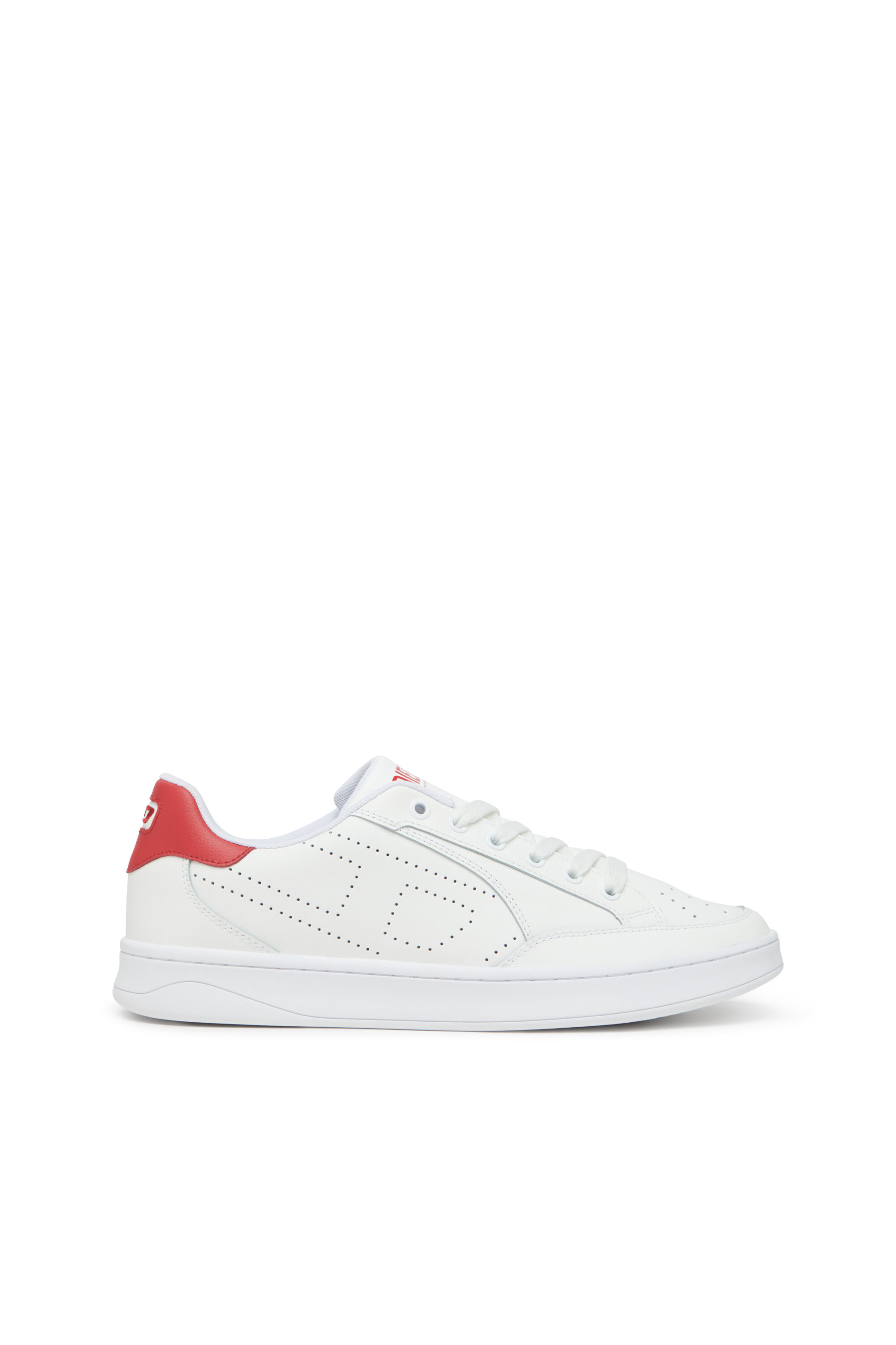 Diesel - S-DAKOTA LOW, Male's S-Dakota-Leather sneakers with perforated logo in White/Red - 1