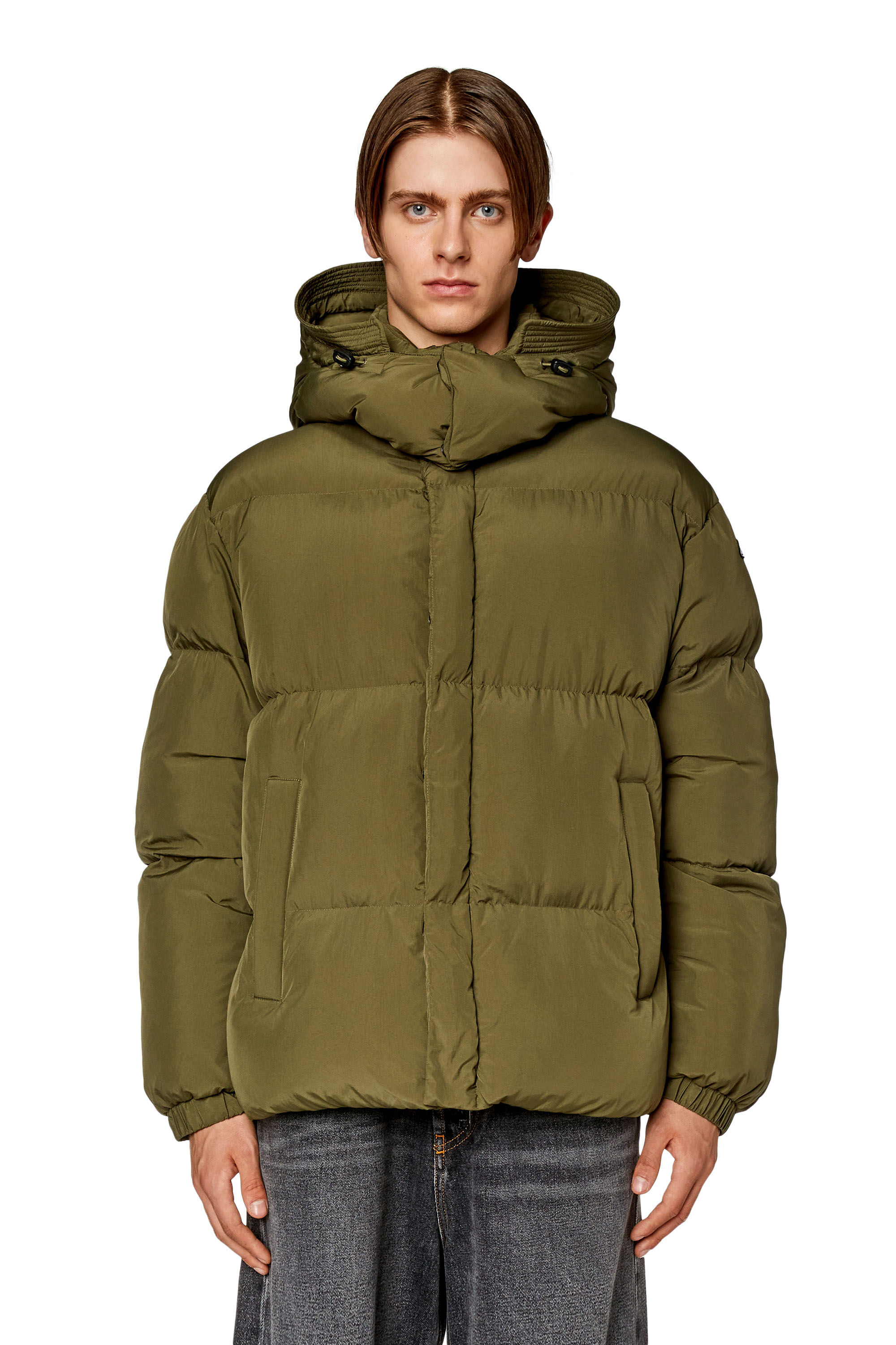 Diesel - W-ROLFYS-FD, Veste doudoune avec capuche amovible Homme in Vert - 5