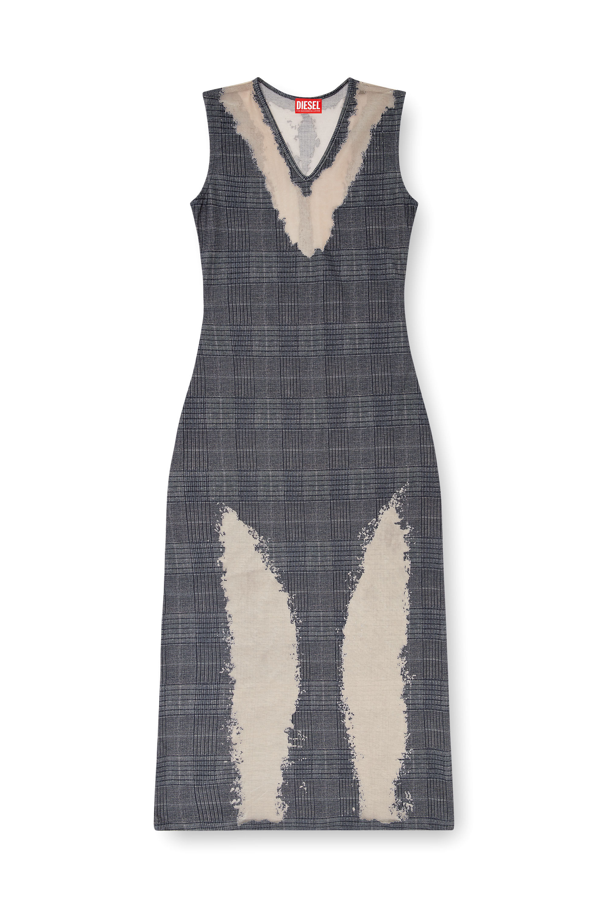 Diesel - D-MYLIANE, Female's Checked dress with devoré sweat stains in Grey - 2