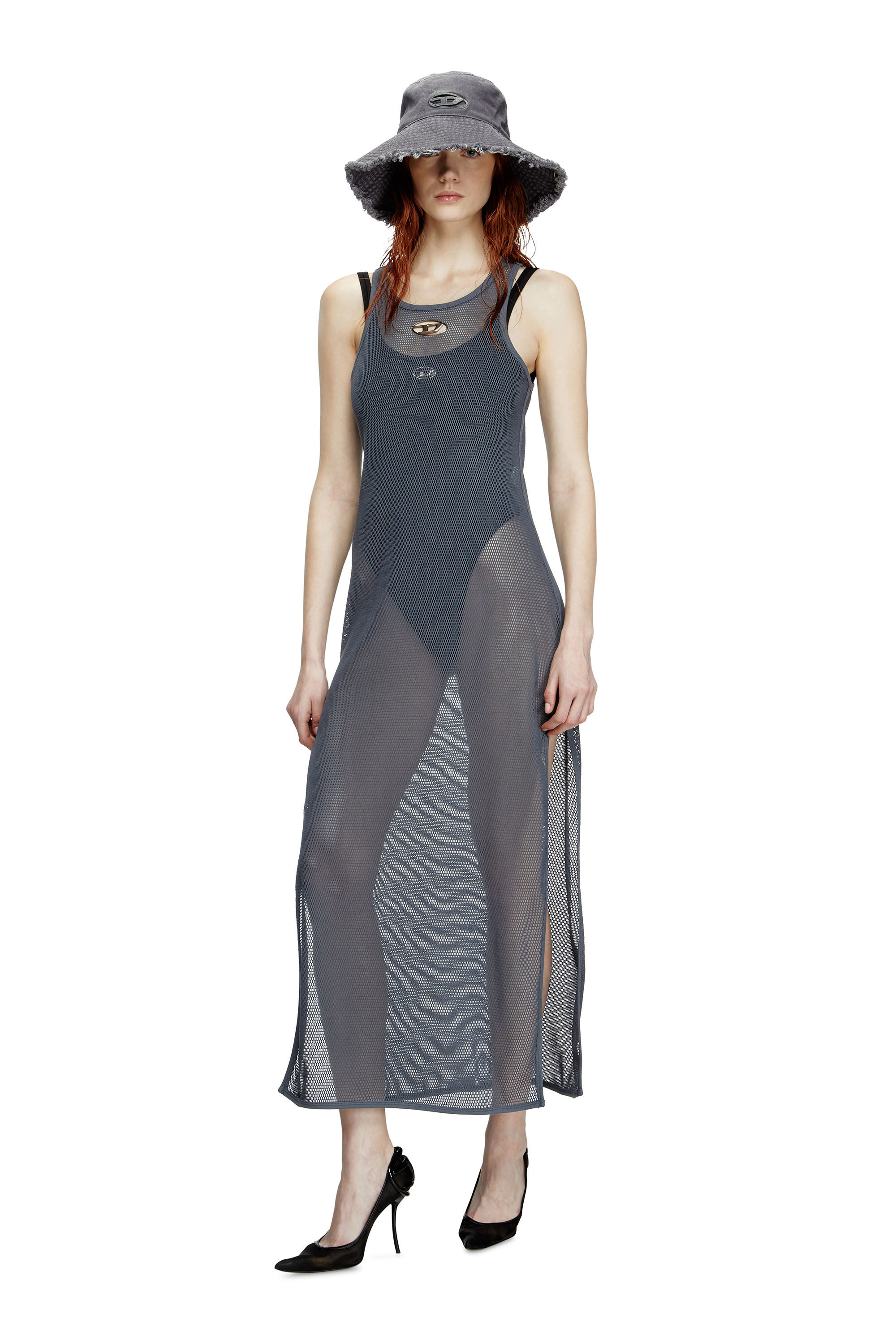Diesel - JENNIFER-UTLT, Robe de plage en mesh Femme in Gris - 3