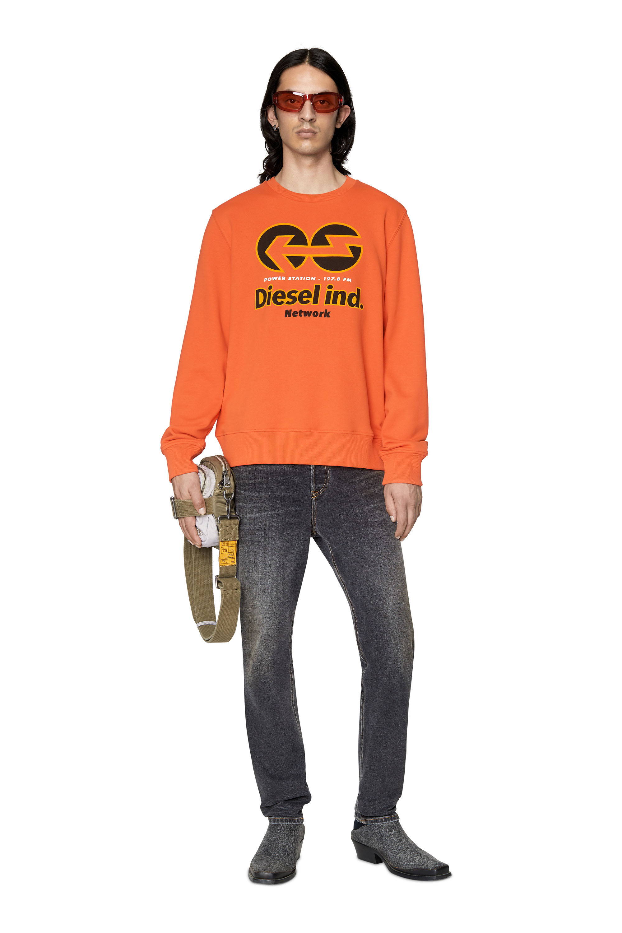Diesel sweatshirt cheap orange