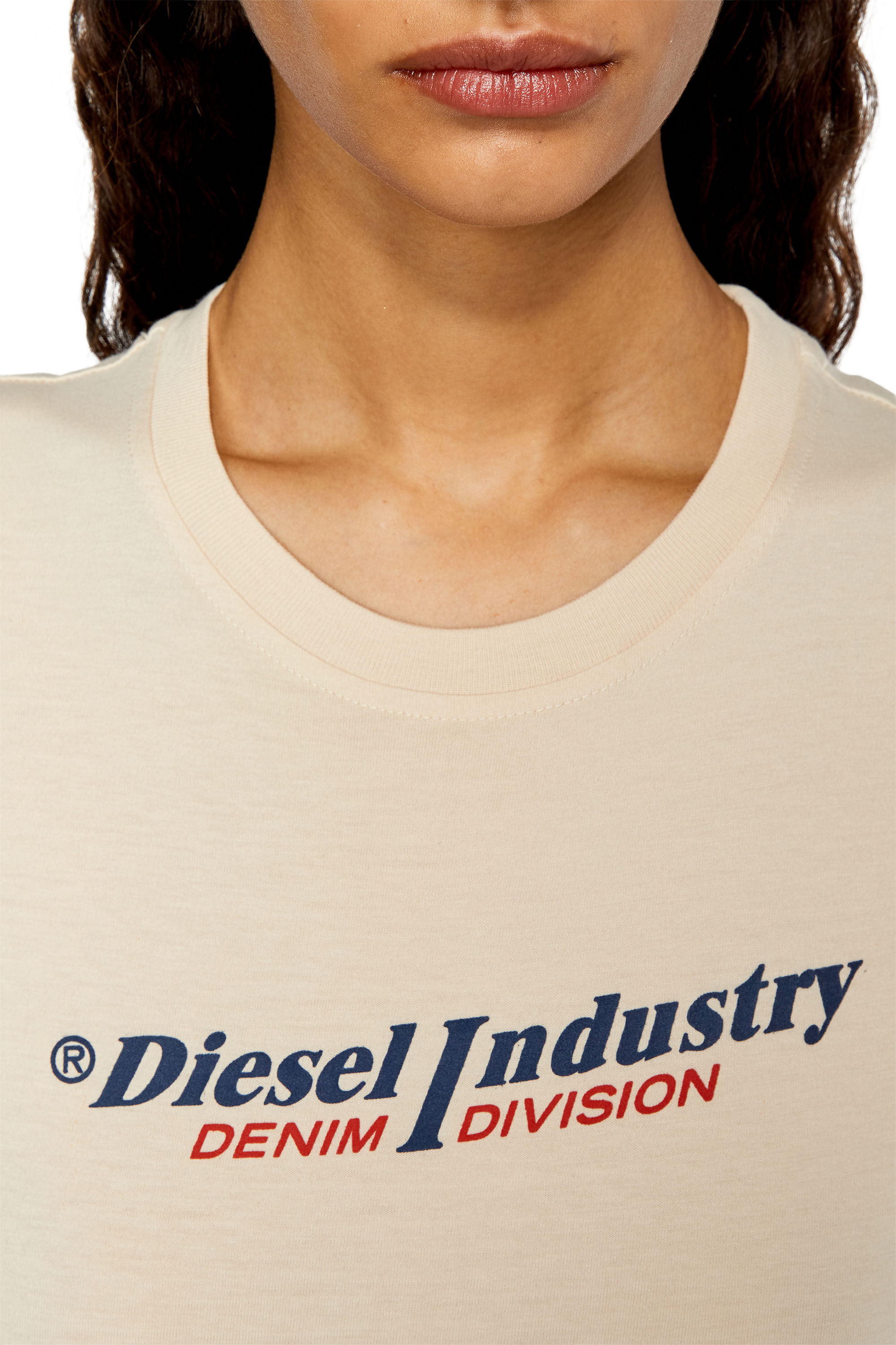 Diesel - T-SLI-IND, Female's T-shirt with Diesel Industry print in Face Powder - 4