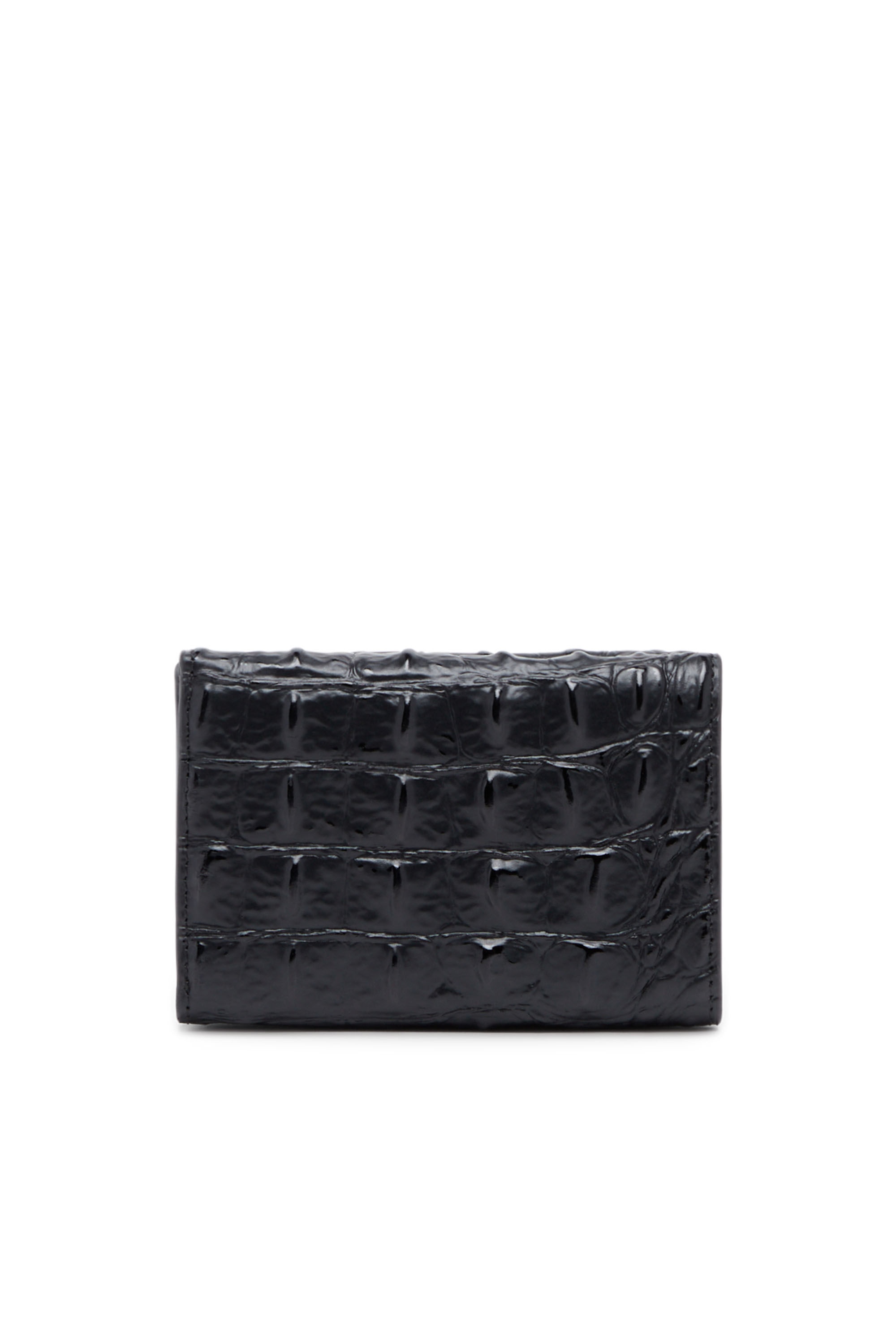 Diesel - TRI-FOLD COIN S, Male's Tri-fold wallet in croc-effect leather in Black - 2