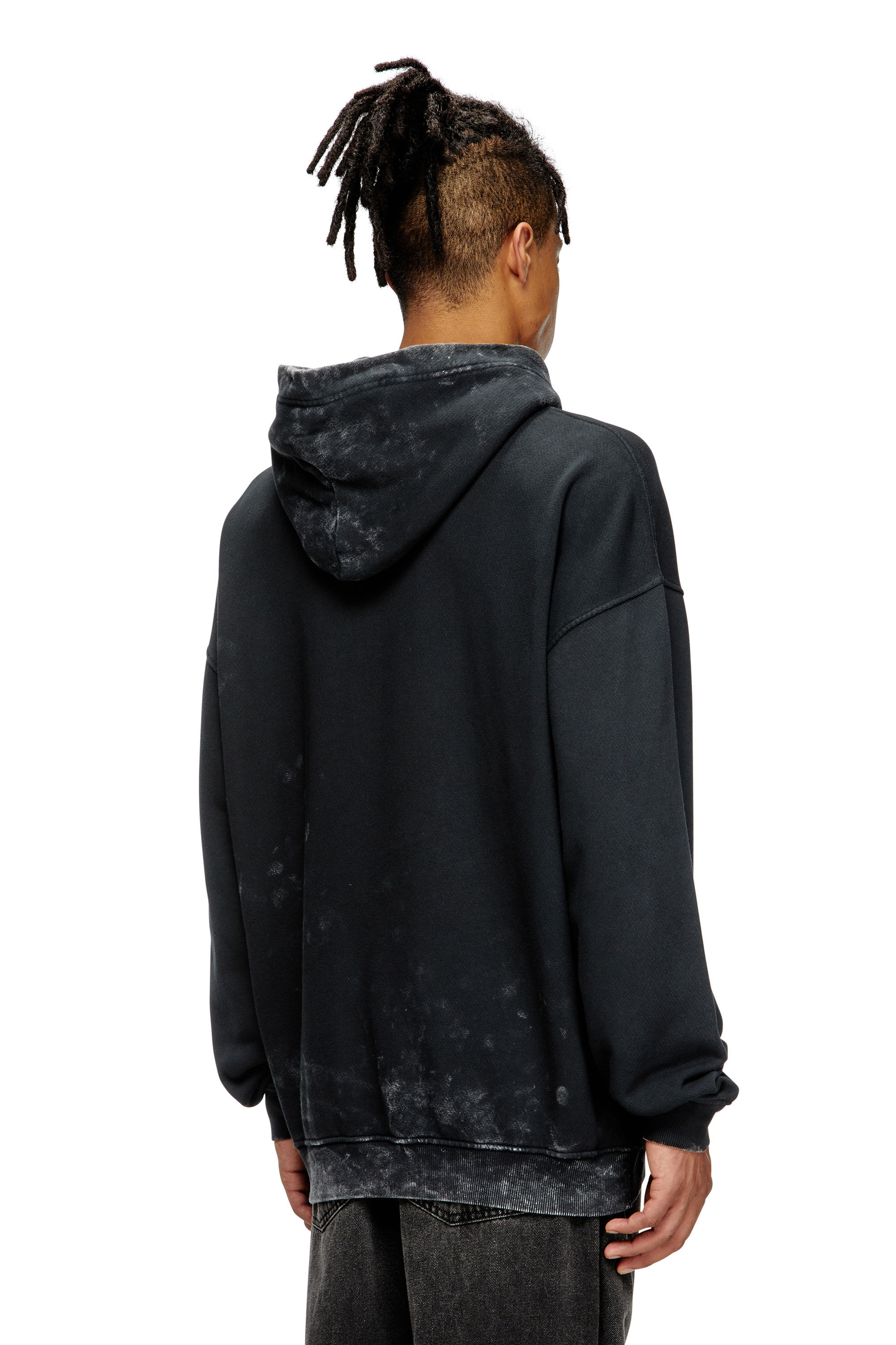 Diesel - S-BOXT-HOOD-T10, Male's Hoodie with cut-out metal Oval D in Black - 3
