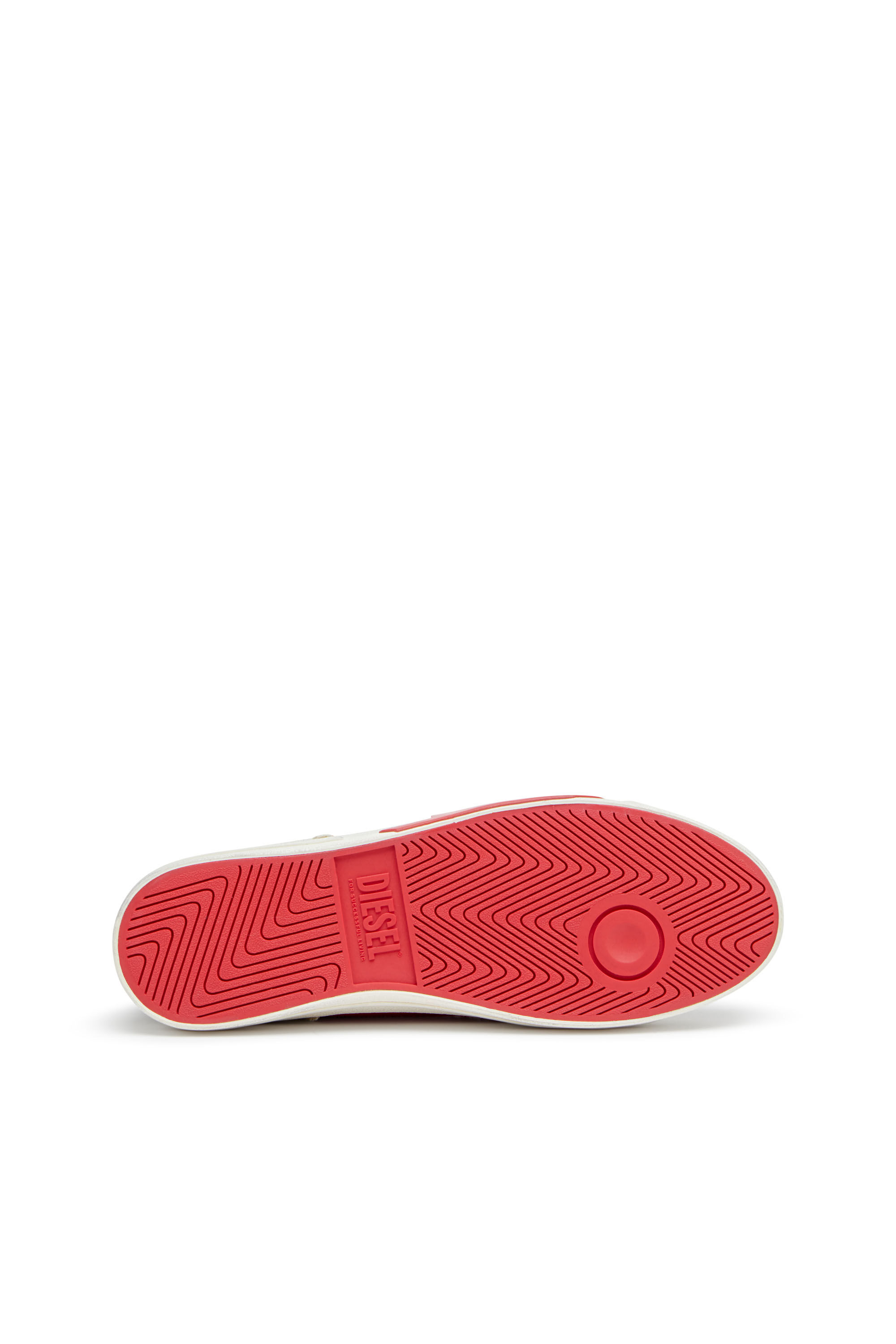 Diesel - S-D-VERSE MID, Male's S-D-Verse-Dirty-effect high-top canvas sneakers in Grey/Red - 5