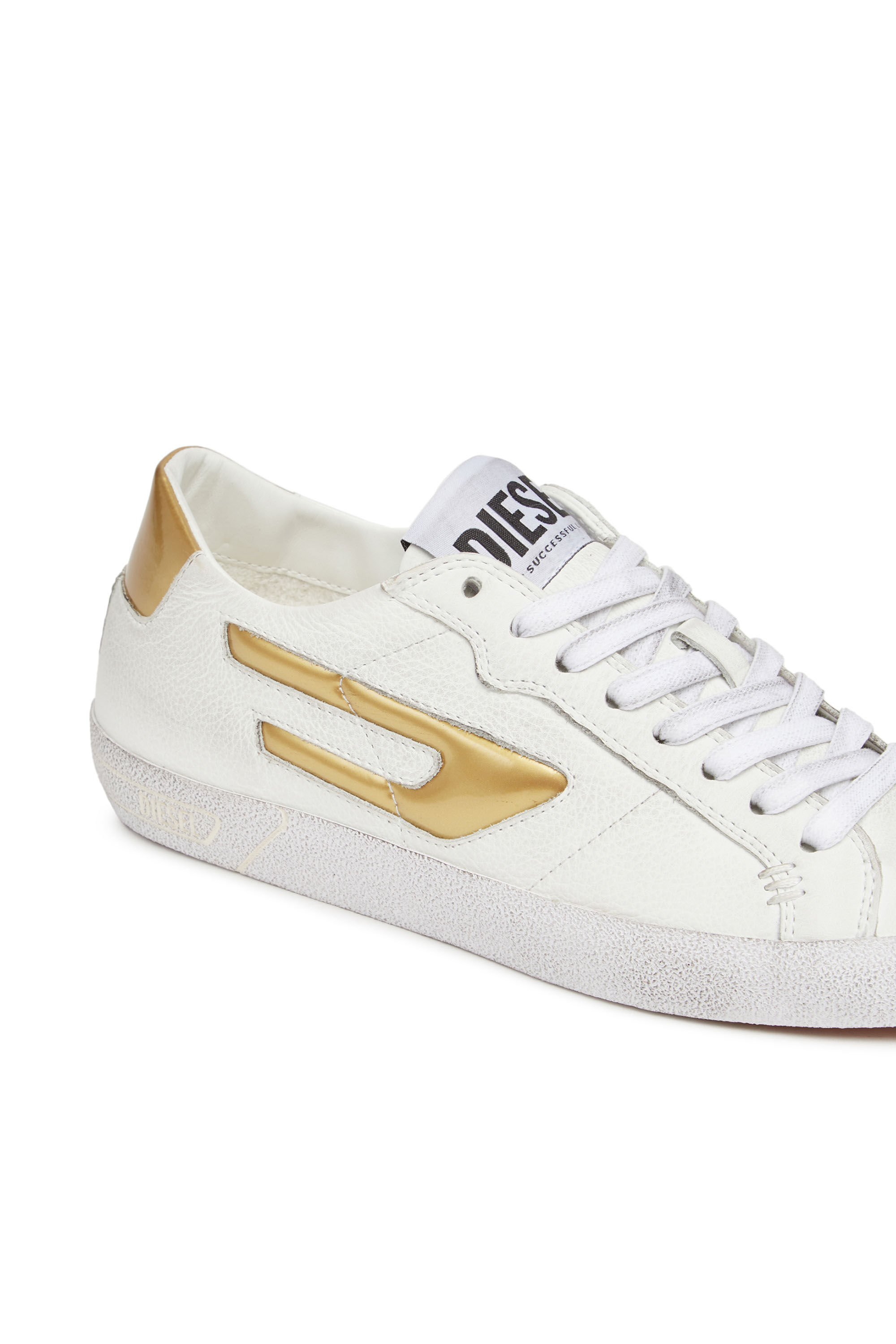 Diesel - S-LEROJI LOW W, Female's S-Leroji Low W - Low-top sneakers with metallic D logo in White/Yellow - 6