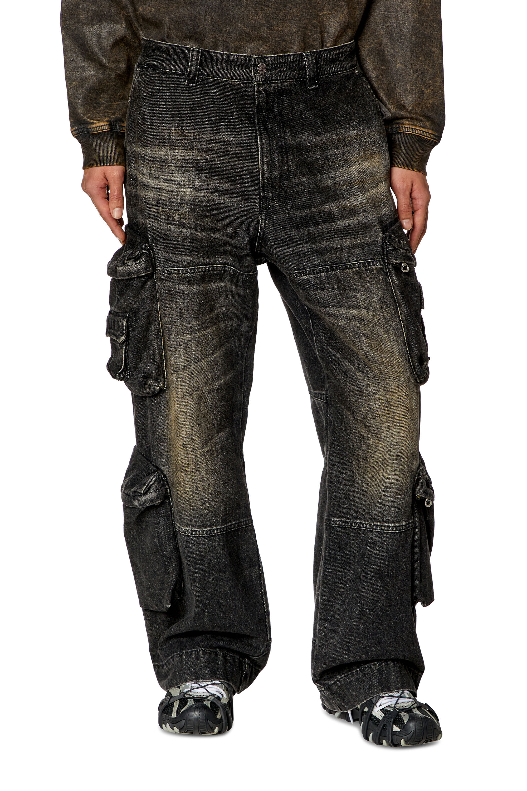 Men's Cargo Regular Jeans | Black/Dark grey | Diesel D-Fish Men's Cargo Regular Jeans | Black/Dark grey | Diesel D-Fish