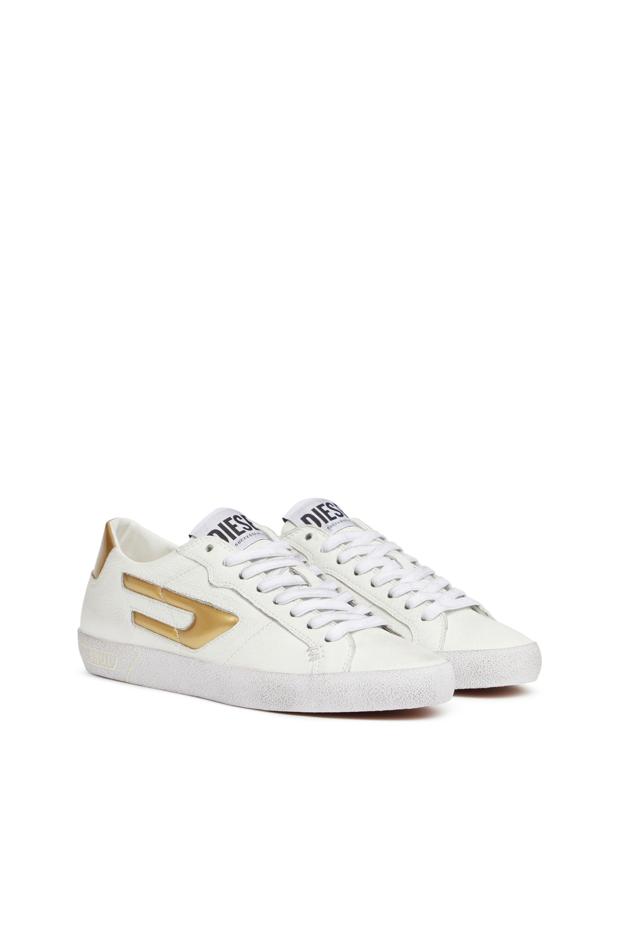 Diesel - S-LEROJI LOW W, Female's S-Leroji Low W - Low-top sneakers with metallic D logo in White/Yellow - 2