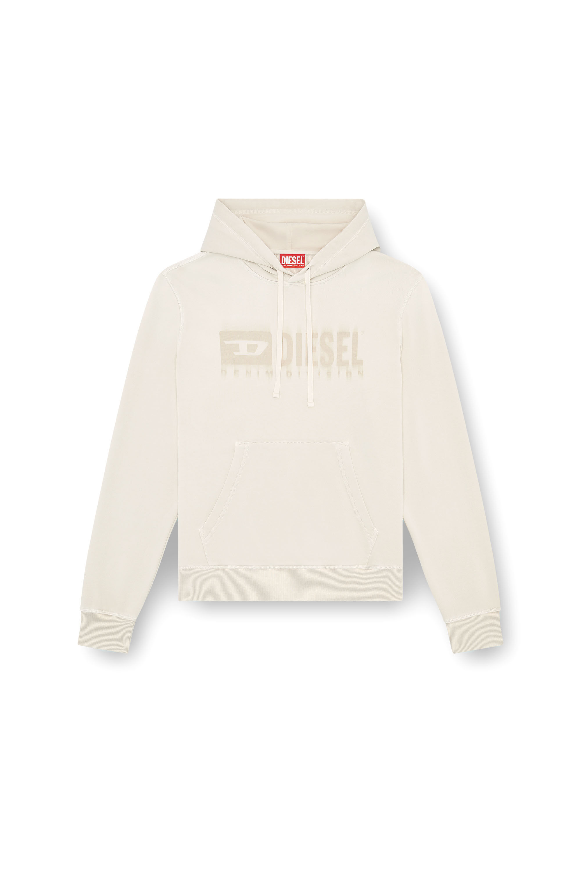 Diesel - S-GINN-HOOD-K44, Sweat-shirt à capuche délavé avec logo Denim Division Homme in Beige - 2