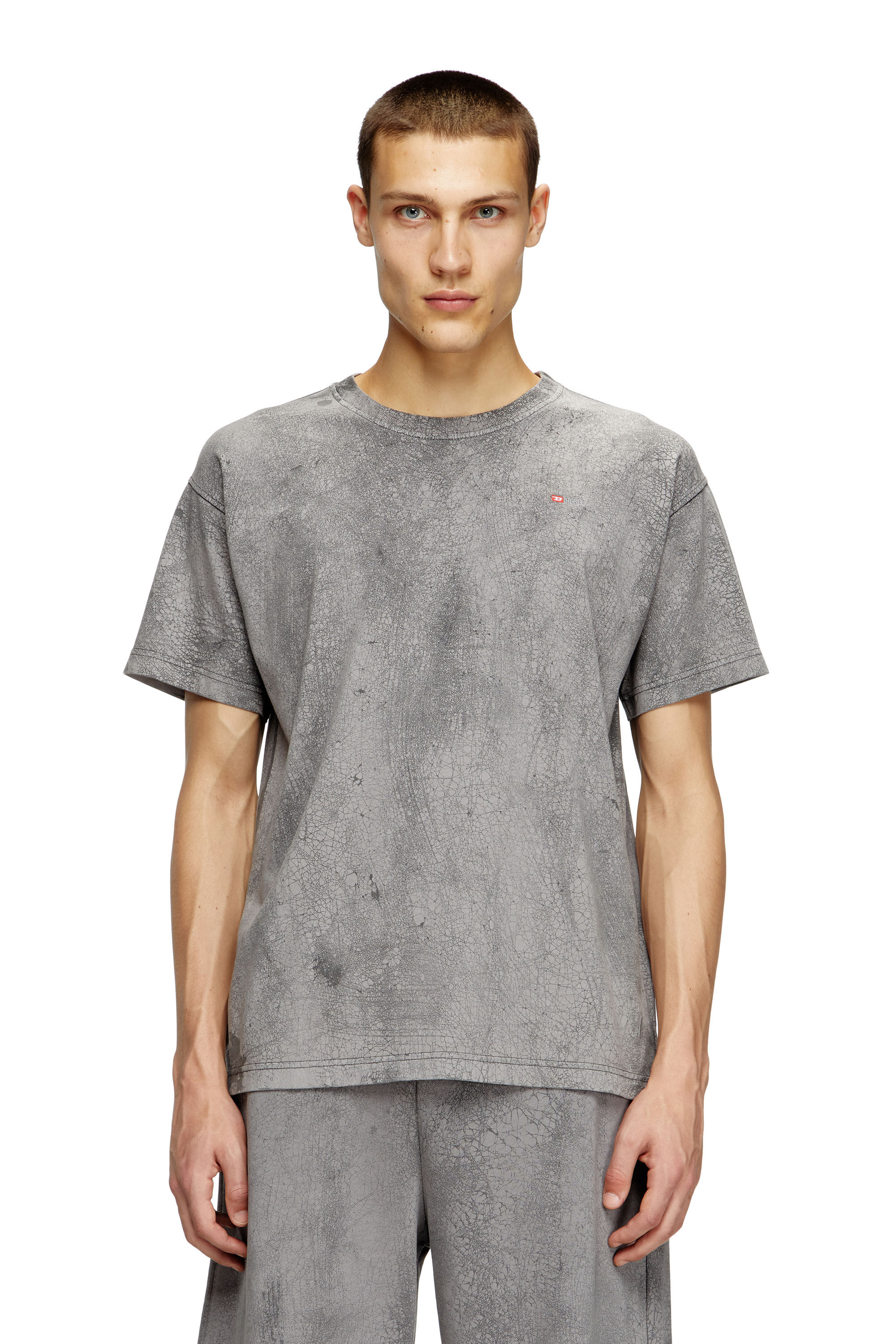 Diesel - T-NORM-T8, Male's T-shirt in waxed jersey in Grey - 3