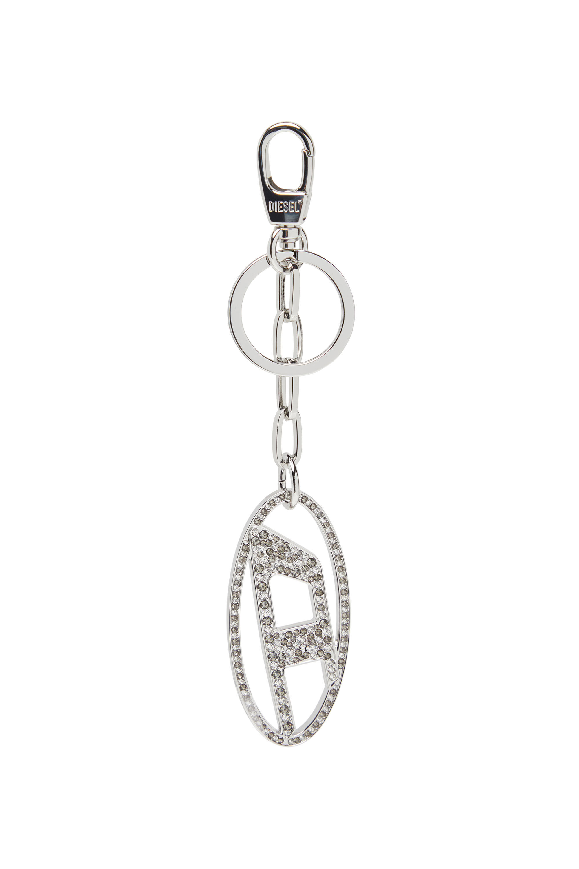 Diesel - HOLY-C, Porte-clés Oval D en métal avec cristaux Femme in Gris argenté - 1