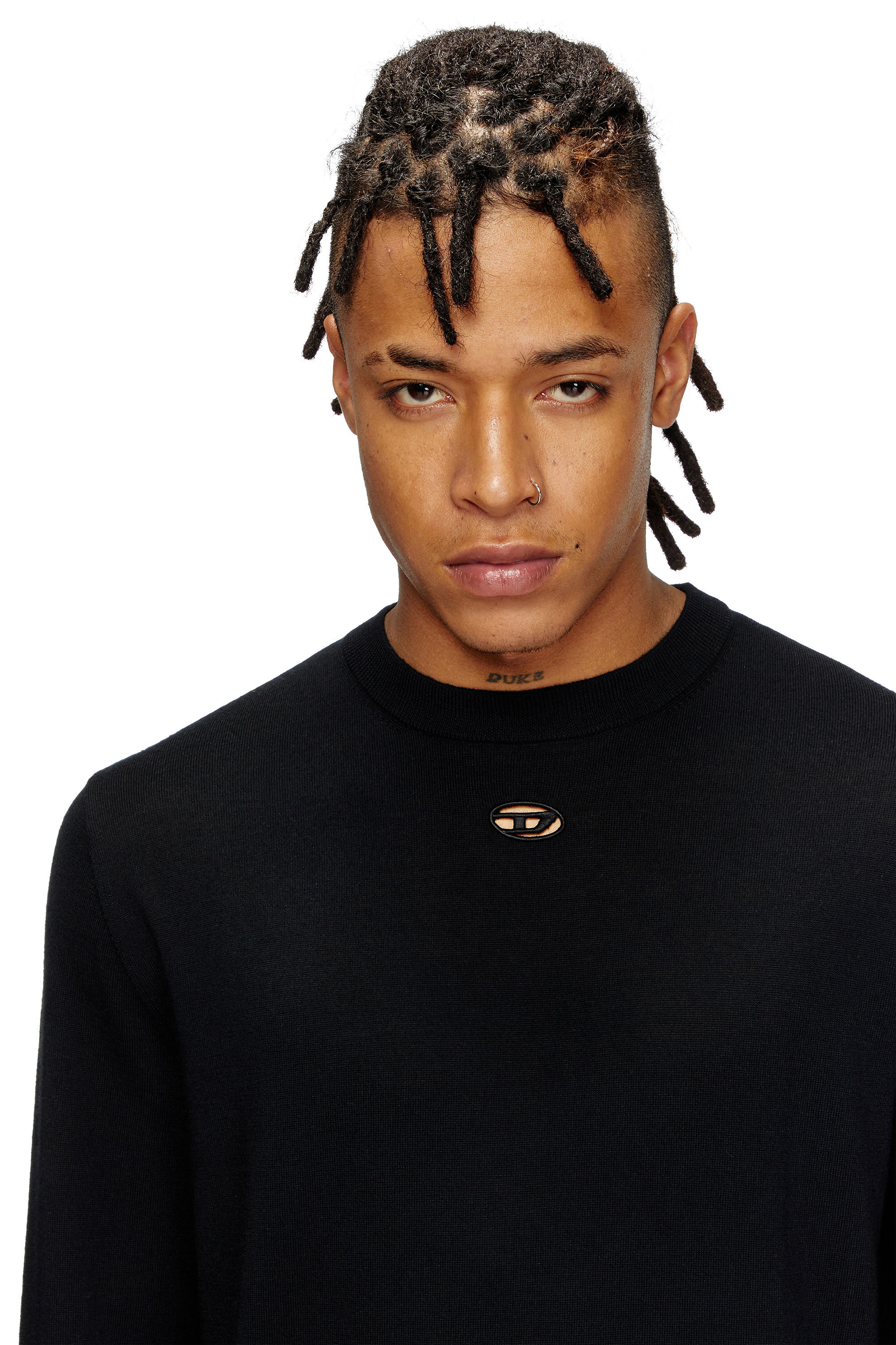 Diesel - K-VALIAM, Male's Wool jumper with cut-out logo in Black - 5