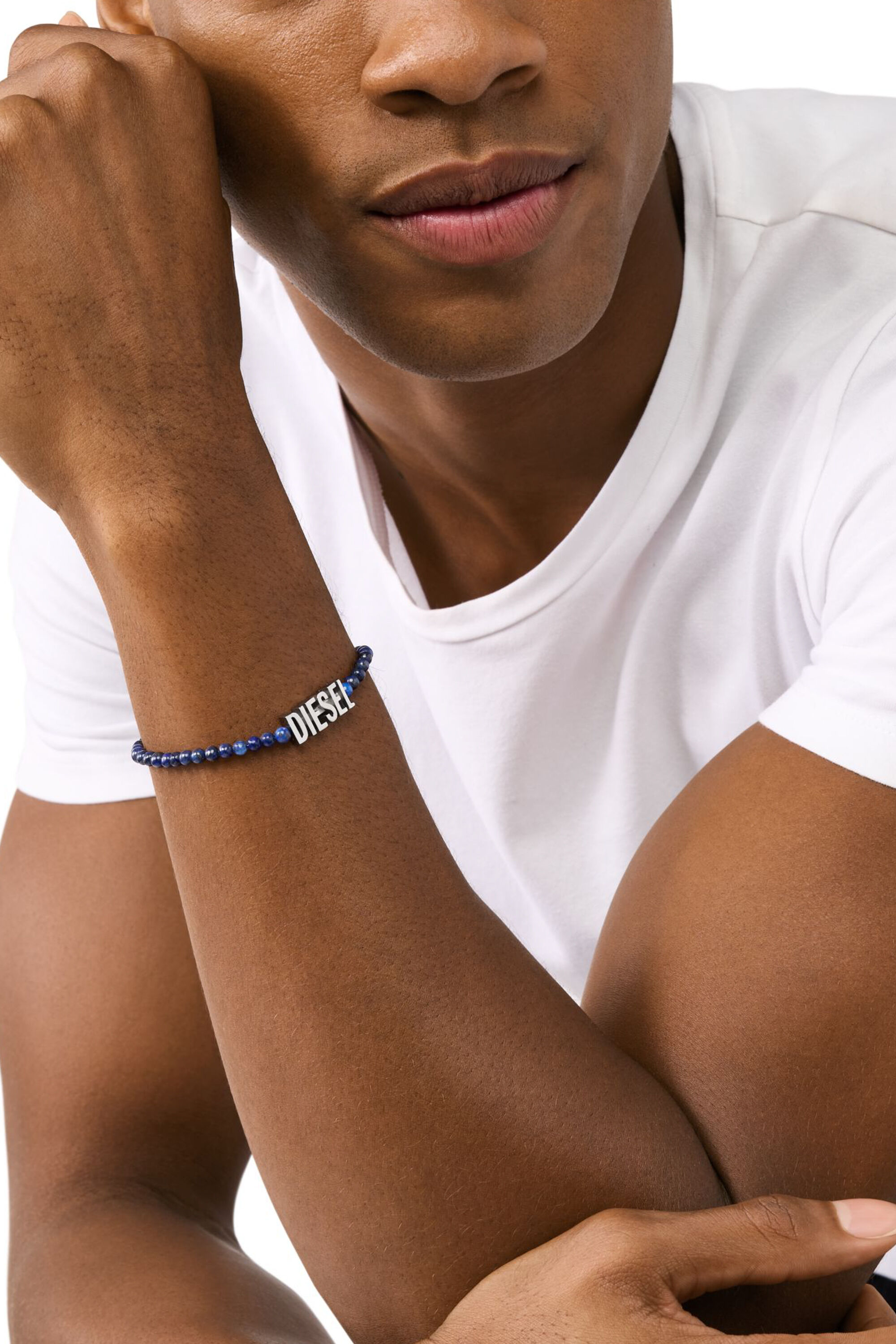 Diesel - DX1544040 JEWEL, Bracelet en perles d'agate bleues Mixte in Bleu - 3