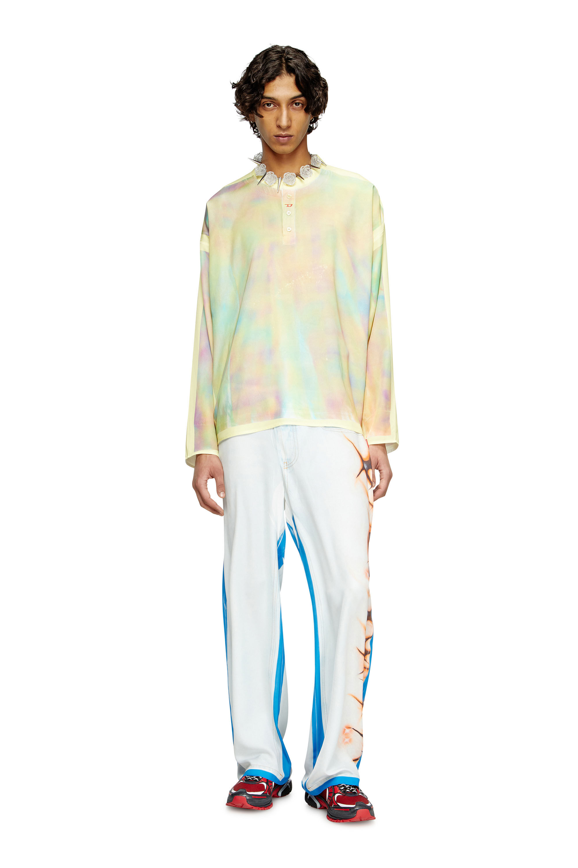 Diesel - T-OLAVI-A-SER-GRAFFITI-CHI, Top Henley avec imprimé graffiti Mixte in Jaune - 1