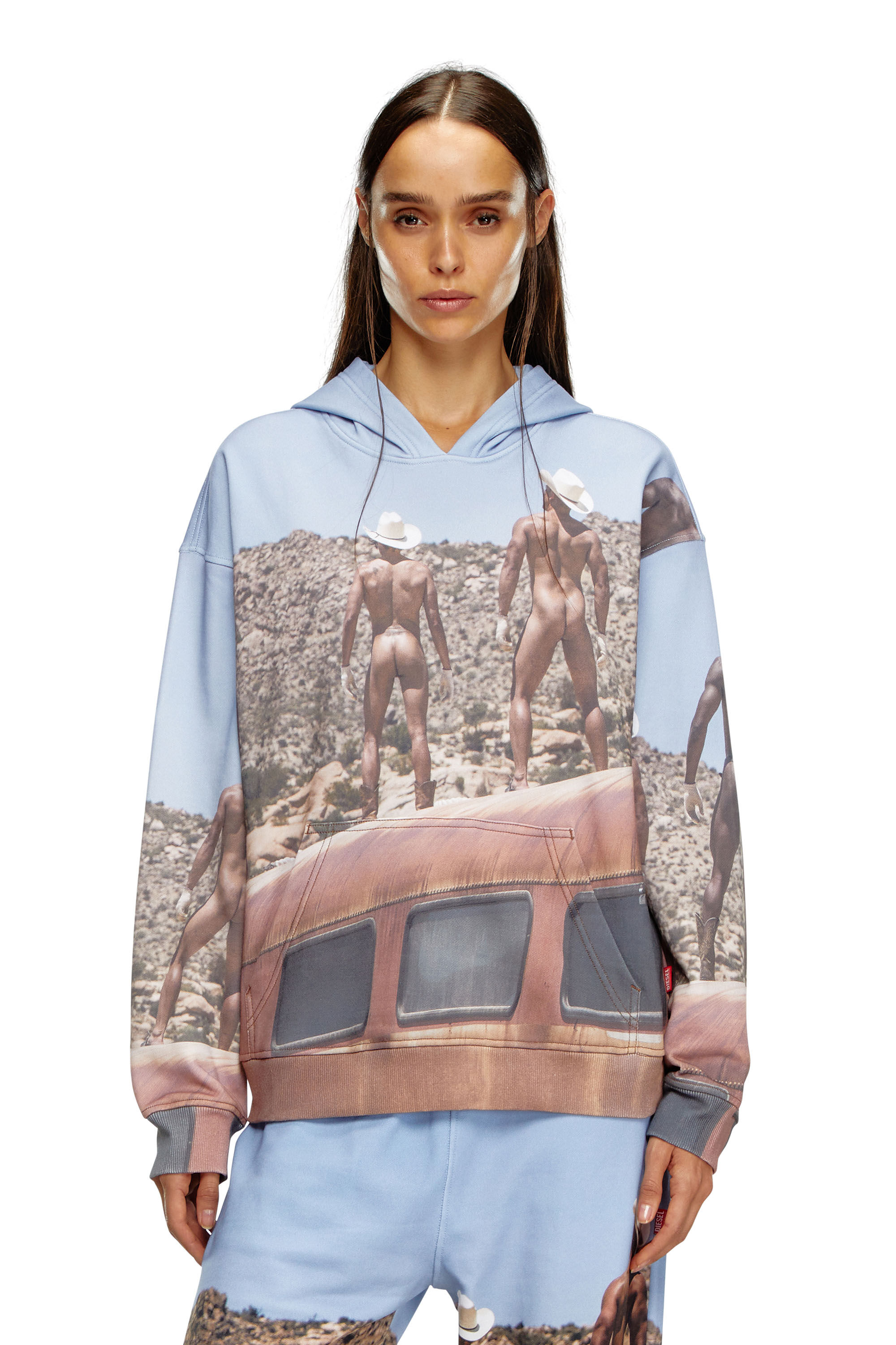 Diesel - PR-S-NLABEL-HOOD-HVB, Unisex's Hoodie with all-over print in Blue - 5