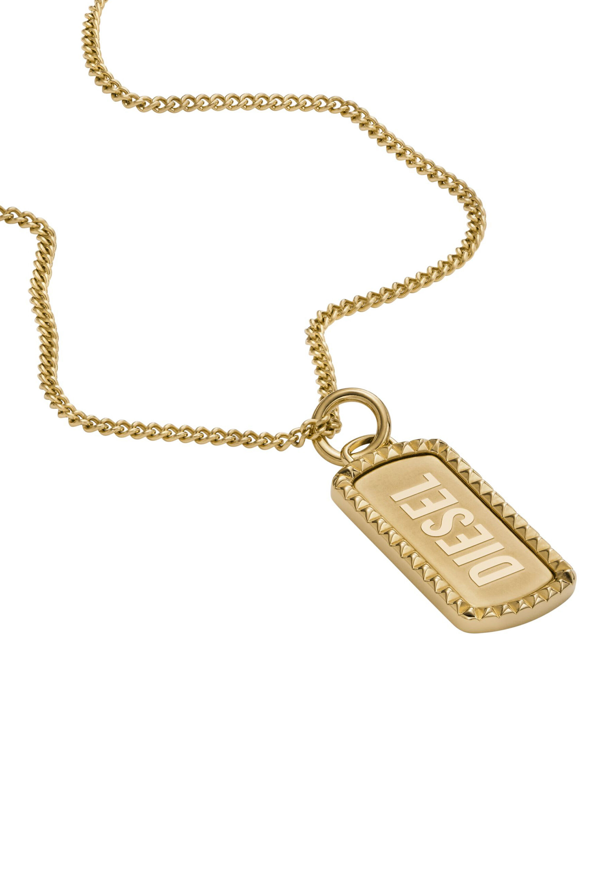 Diesel - DX1456, Unisex's Gold-Tone Stainless Steel Dog Tag Necklace in Gold - 2