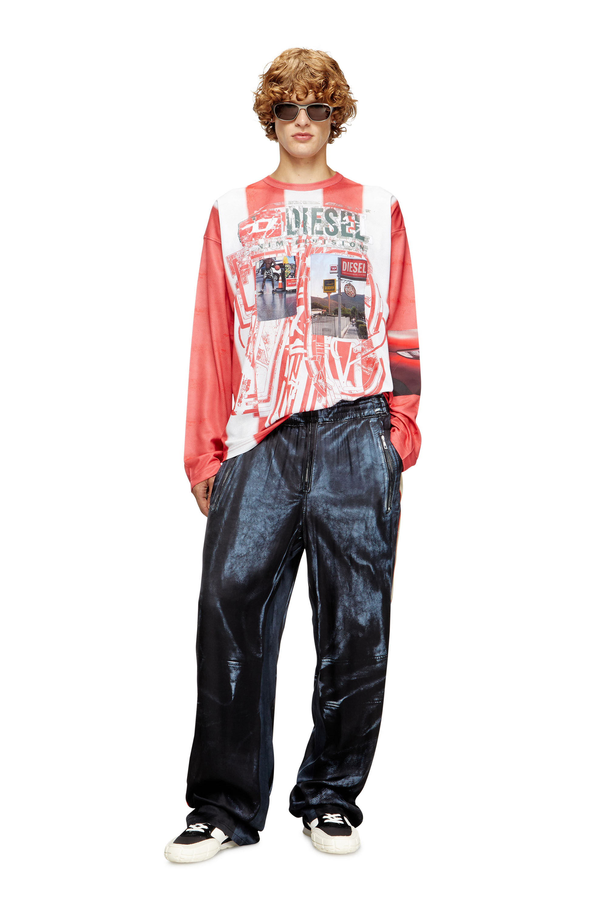Diesel - P-THECKS-NMAN, Male's Viscose trousers with biker print in null - 1