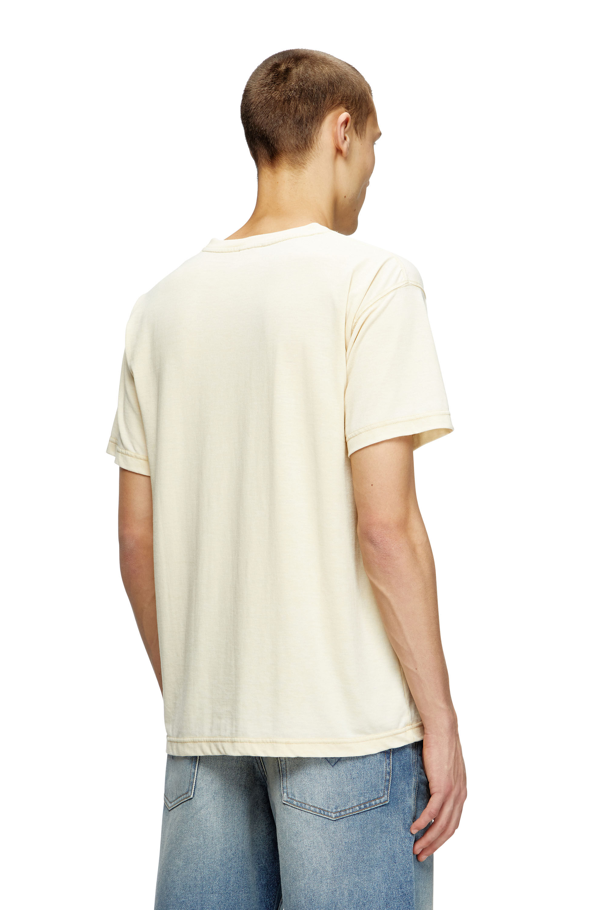 Diesel - T-NORM-T2, Male's Slogan T-shirt with burnout wash in Beige - 4