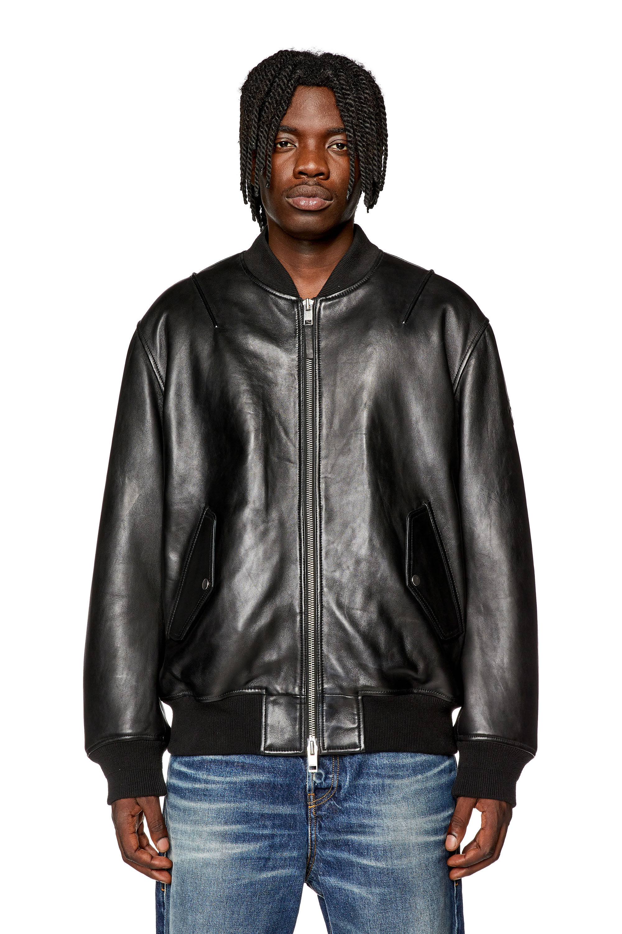 Men s Padded jacket in tumbled leather L PRITTS Diesel