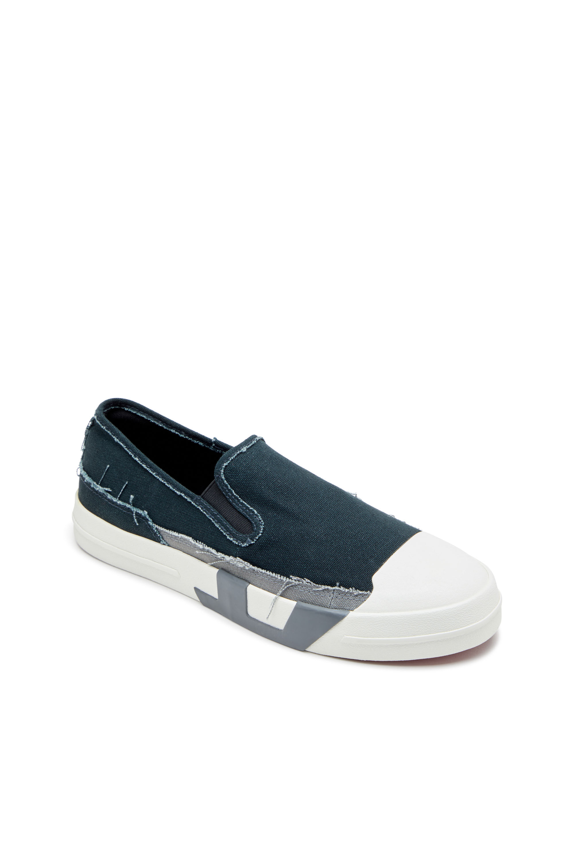 Diesel - S-D-VERSE SO, Male's S-D-Verse-Slip-on sneakers in frayed canvas in Blue/Grey - 6