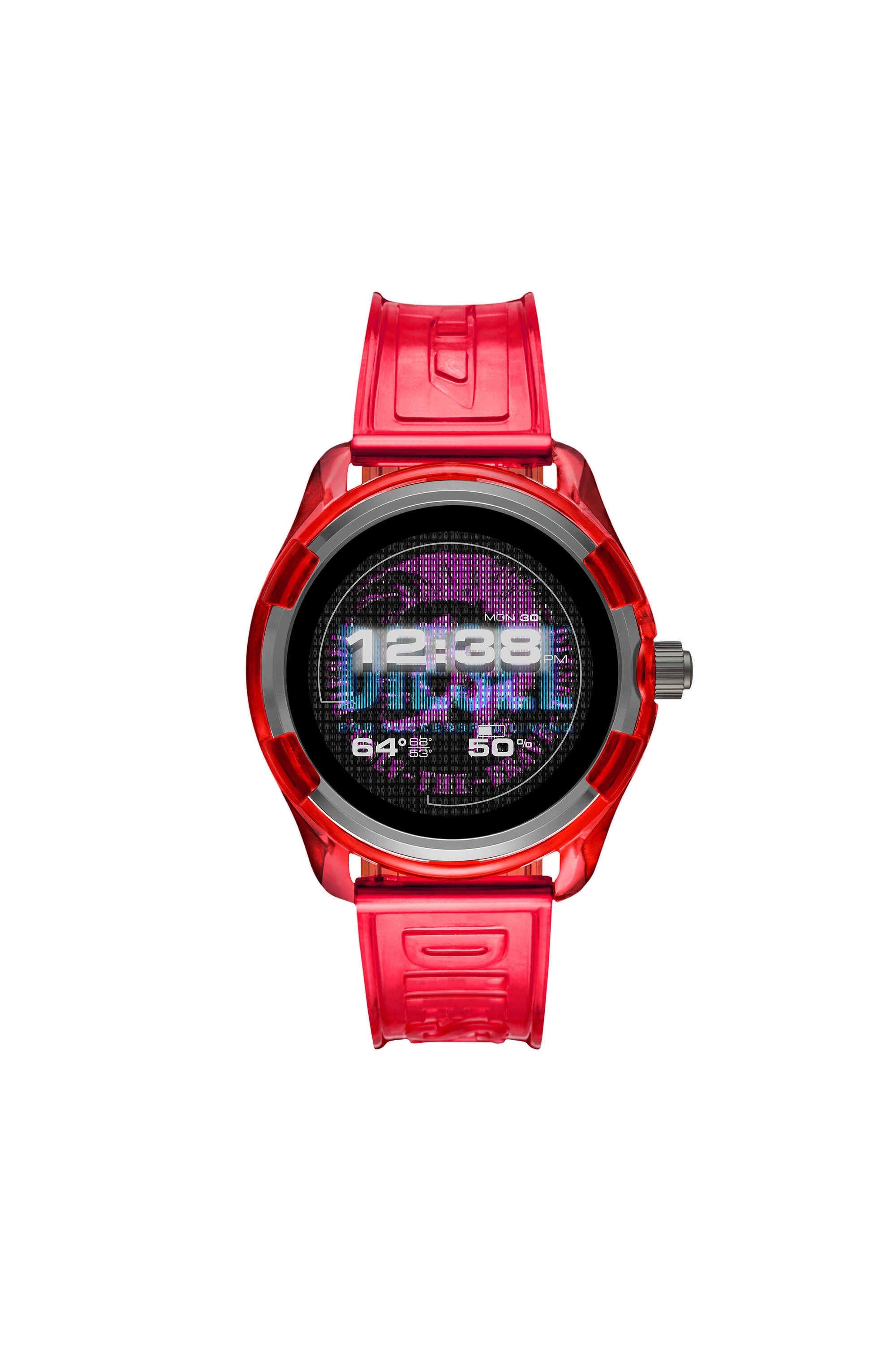Diesel - DT2019, Male's Diesel On Fadelite Smartwatch - Red Transparent in Red - 1