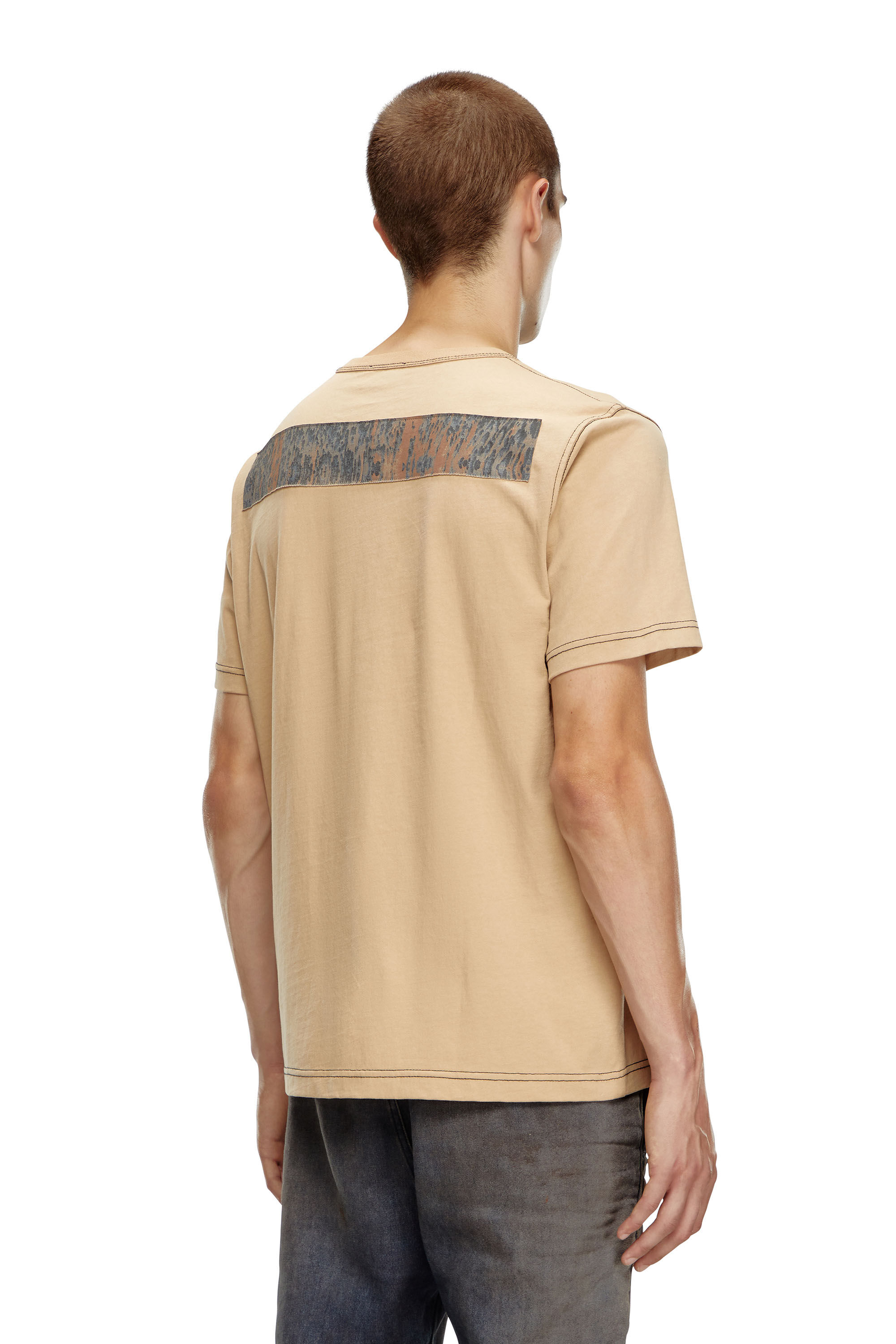 Diesel - T-ADJUST-Q1, Male's T-shirt with graphic patches in Light Brown - 4