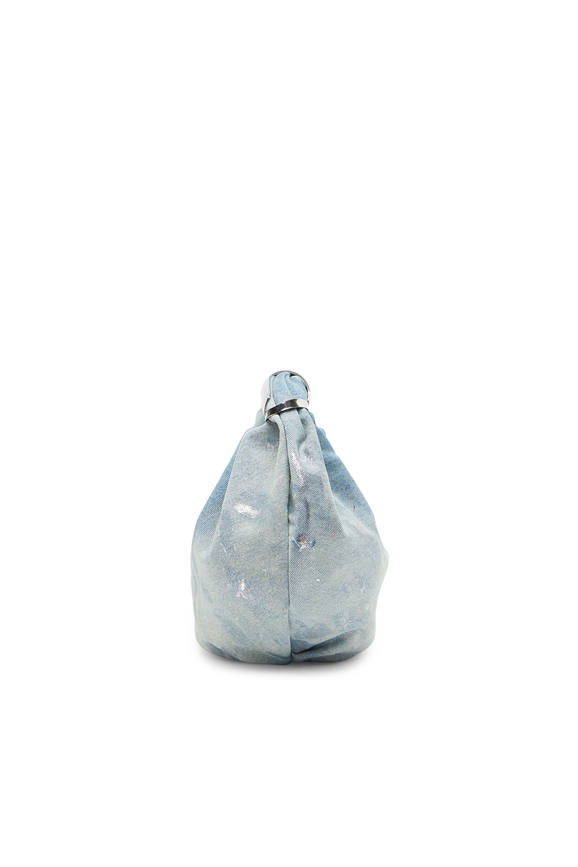 Women s Grab D S Washed denim hobo bag with rolled Oval D Blue Diesel