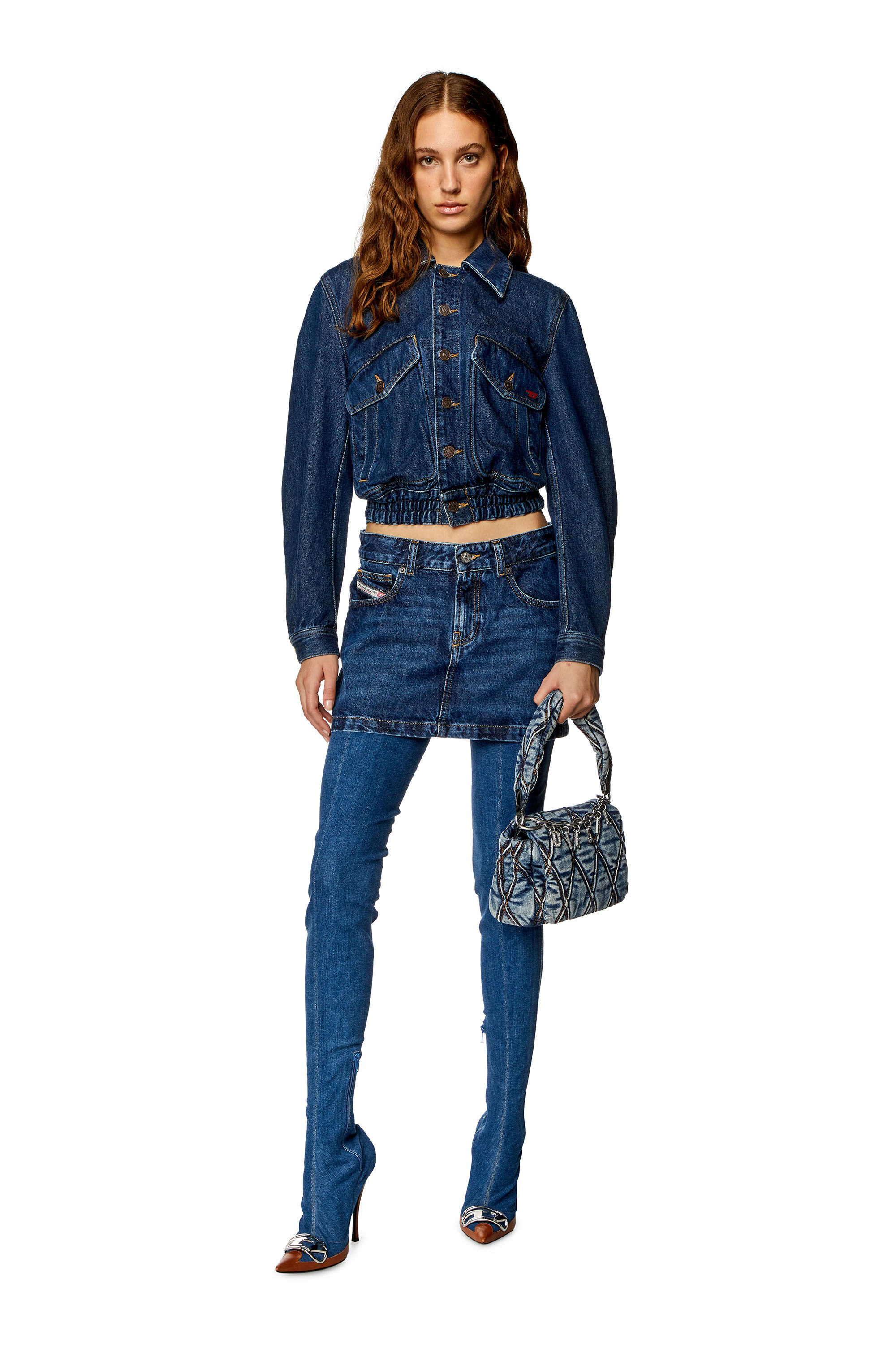 Diesel - DE-RON, Mini-jupe en denim Femme in Bleu - 1