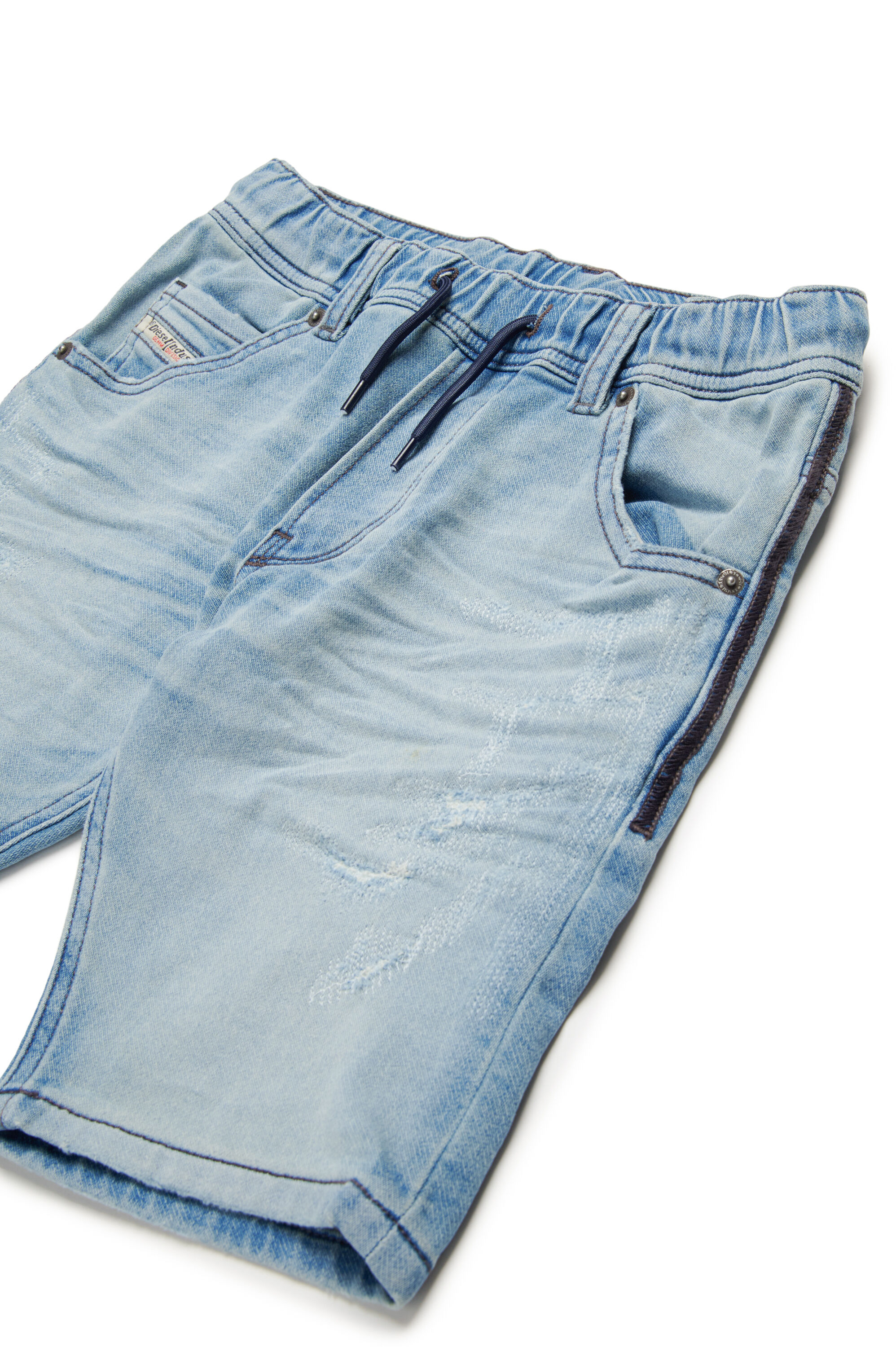 Diesel - KROOLEY-NE-J SH JJJ, Male's Krooley stonewashed JoggJeans shorts in Light Blue - 3