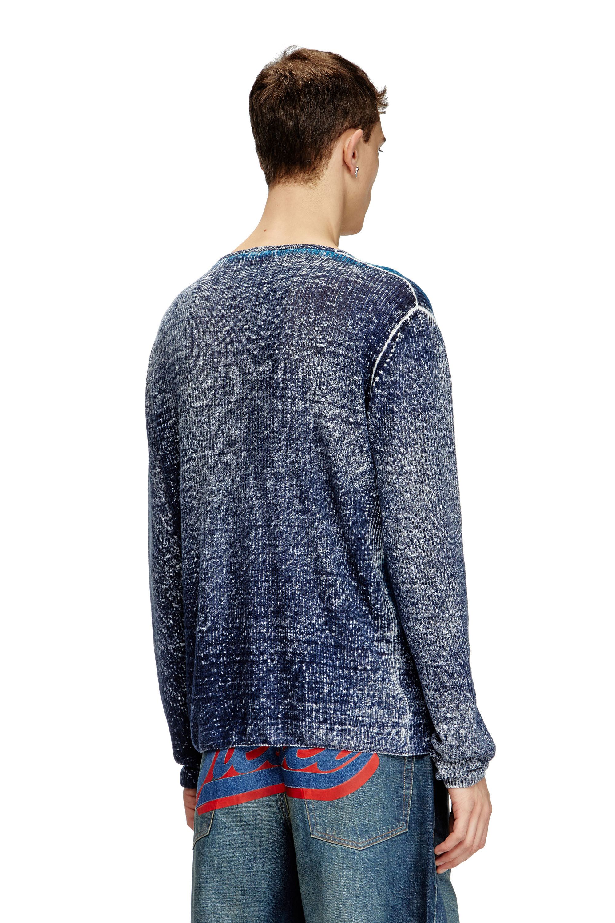 Diesel - K-ROD, Male's Linen jumper with logo graphic in Blue - 4