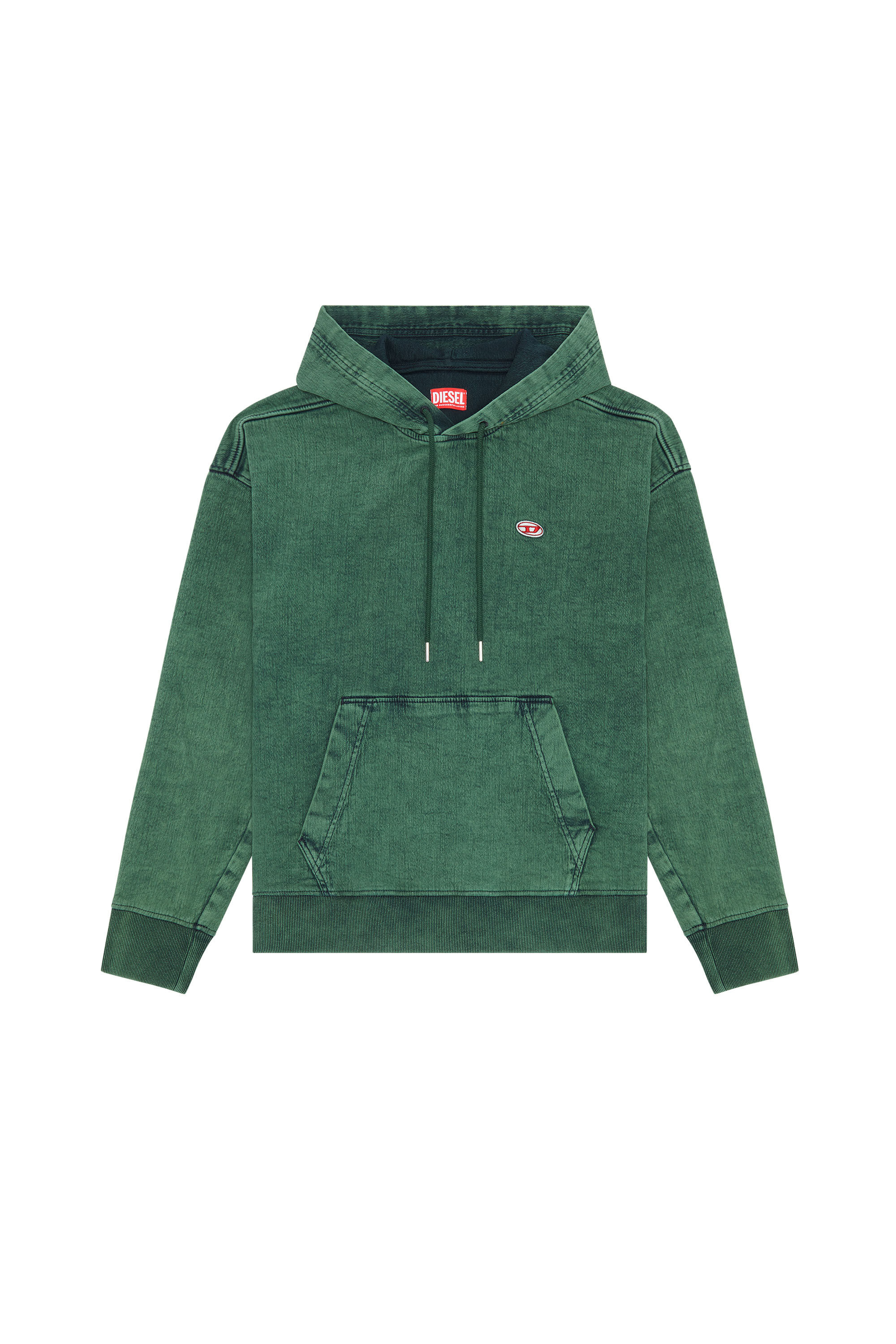Diesel - D-UM-RIB TRACK DENIM HOODIE, Vert Foncé - Image 2