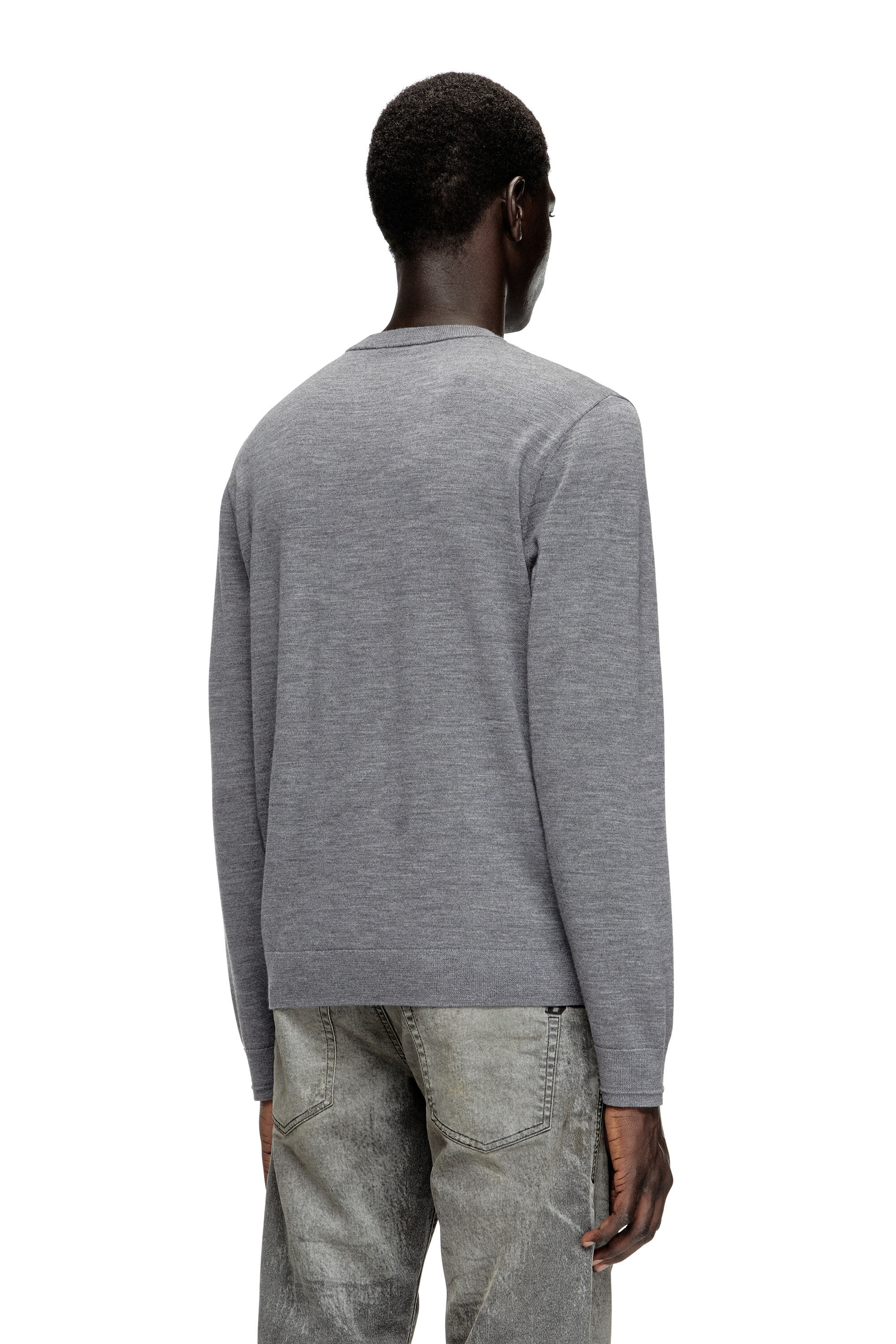 Diesel - K-VALIAM, Male's Wool jumper with cut-out logo in Grey - 4