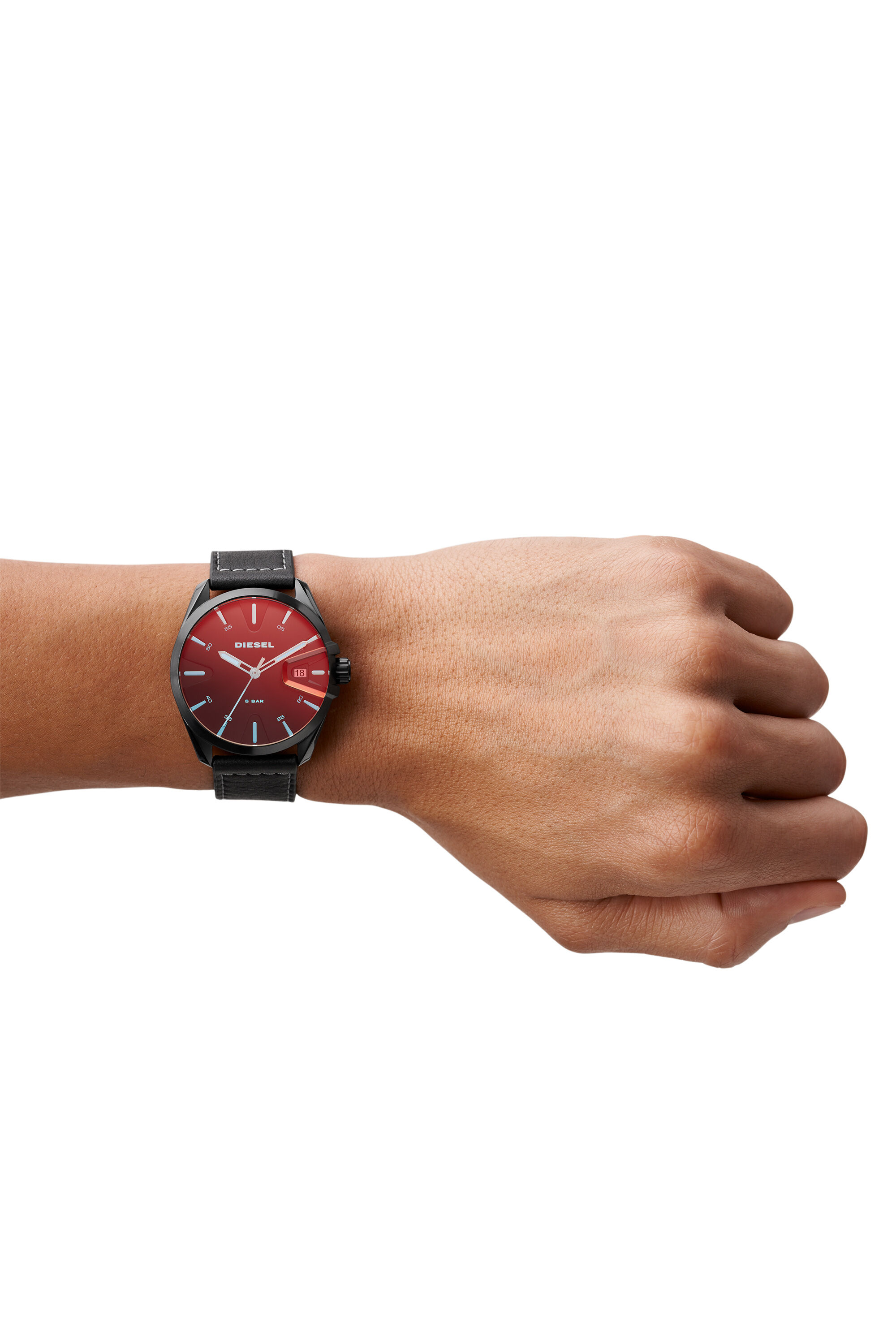 Diesel - DZ1945, Male's MS9 three-hand date black leather watch in Black - 4