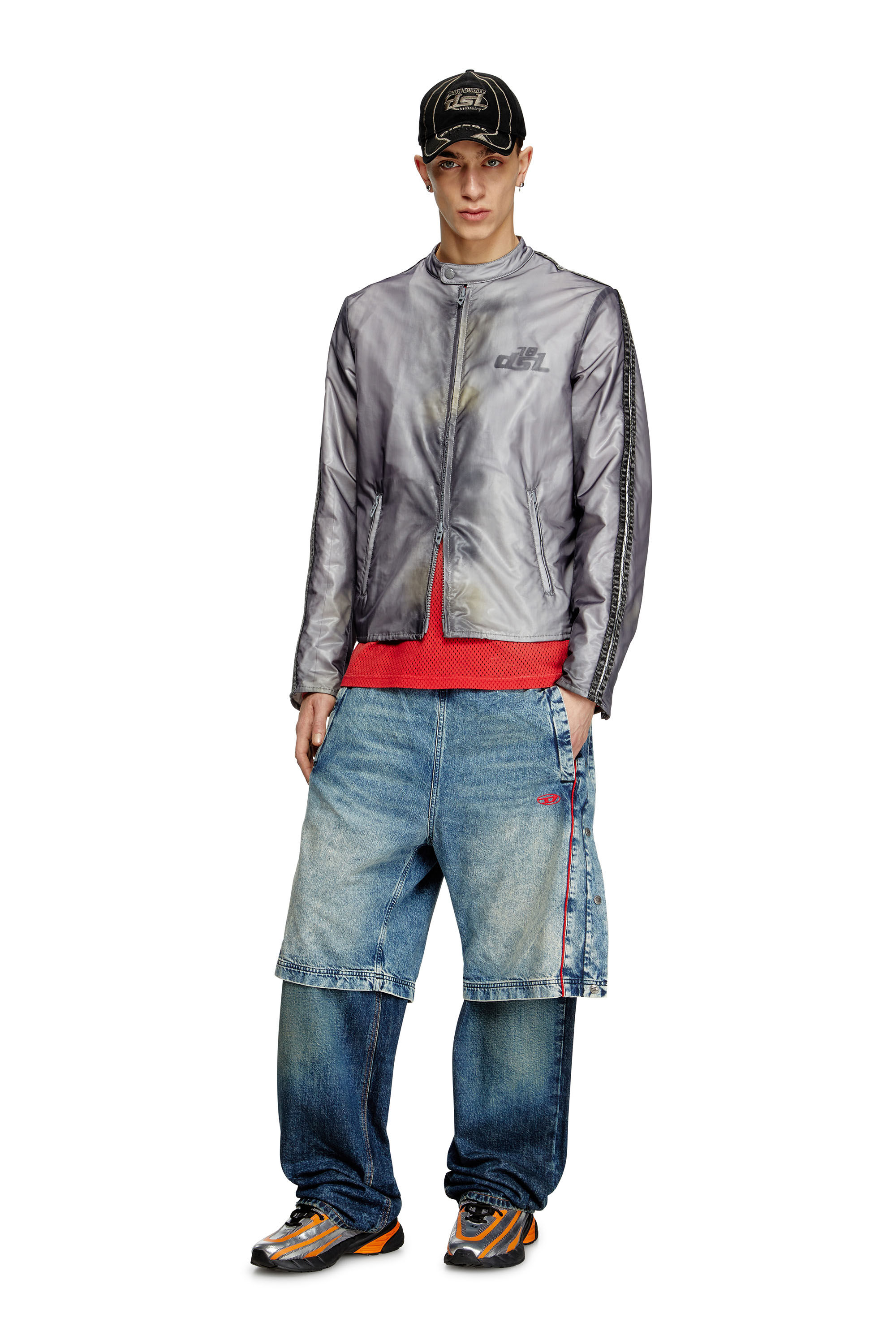 Diesel - J-POP, Male's Biker jacket with transparent effect in Grey - 1