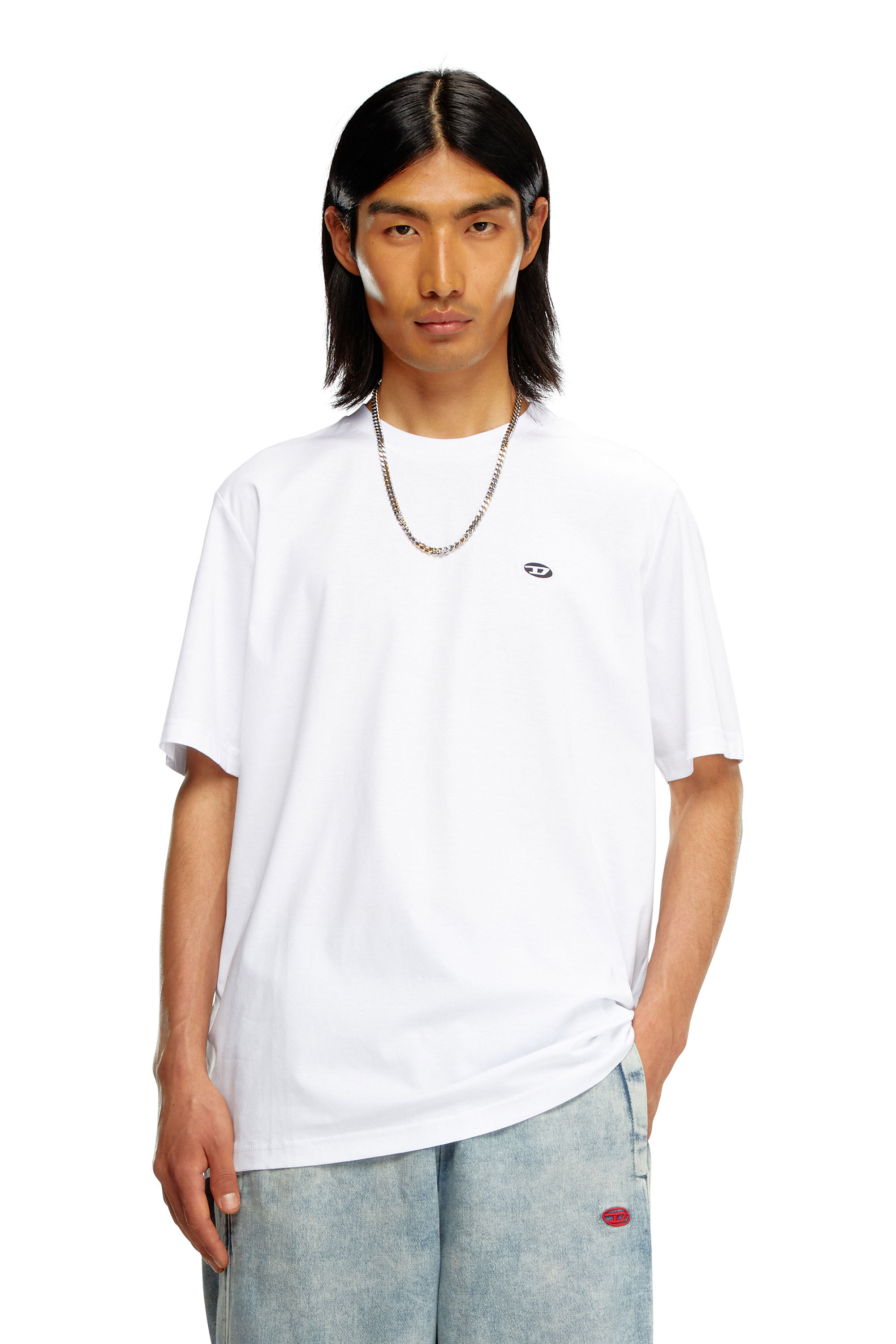 T shirt with D oval patch White Diesel