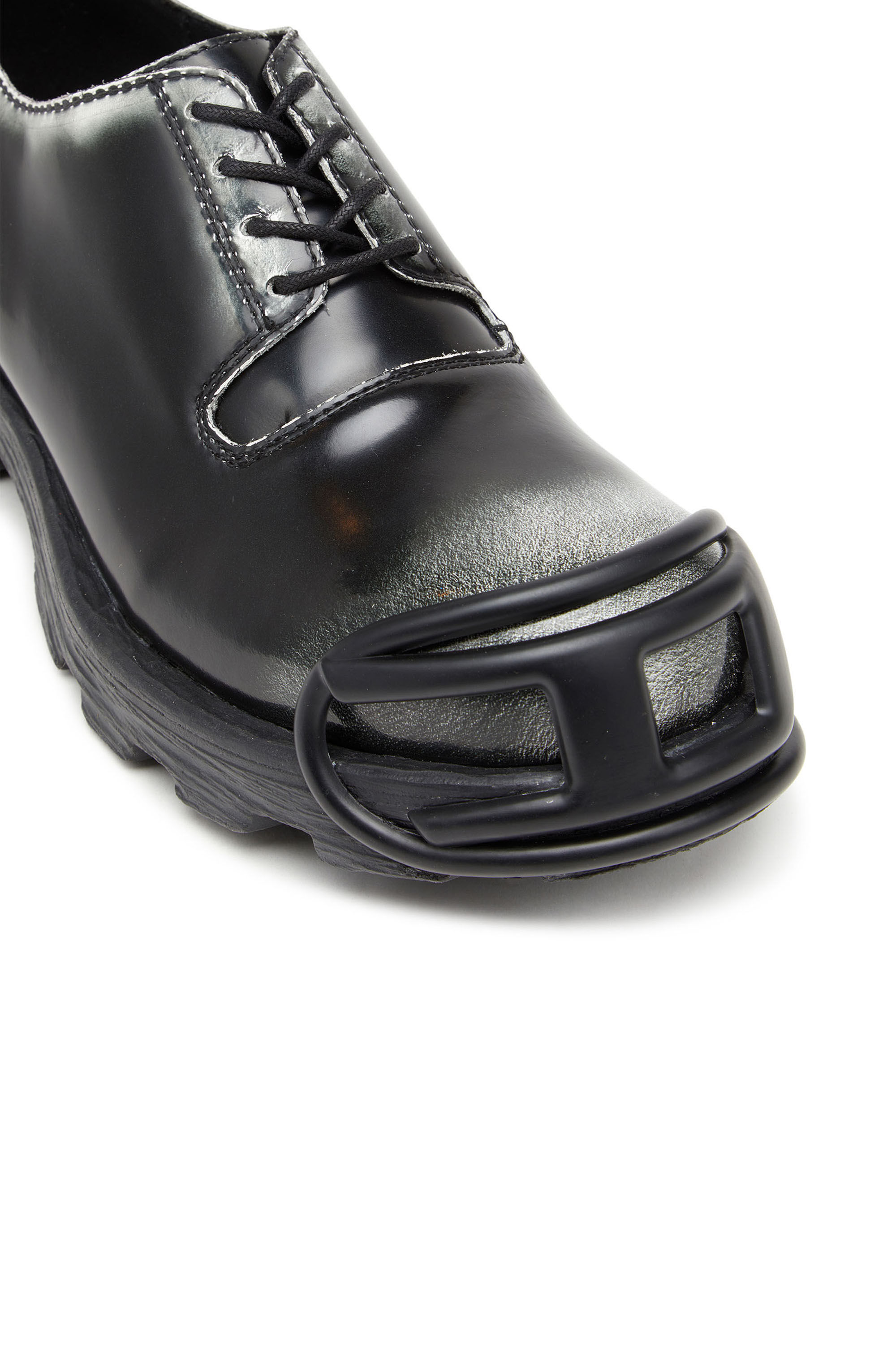 Diesel - D-HAMMER SO D, Male's D-Hammer-Derby shoes in shiny two-tone leather in Black/White - 6