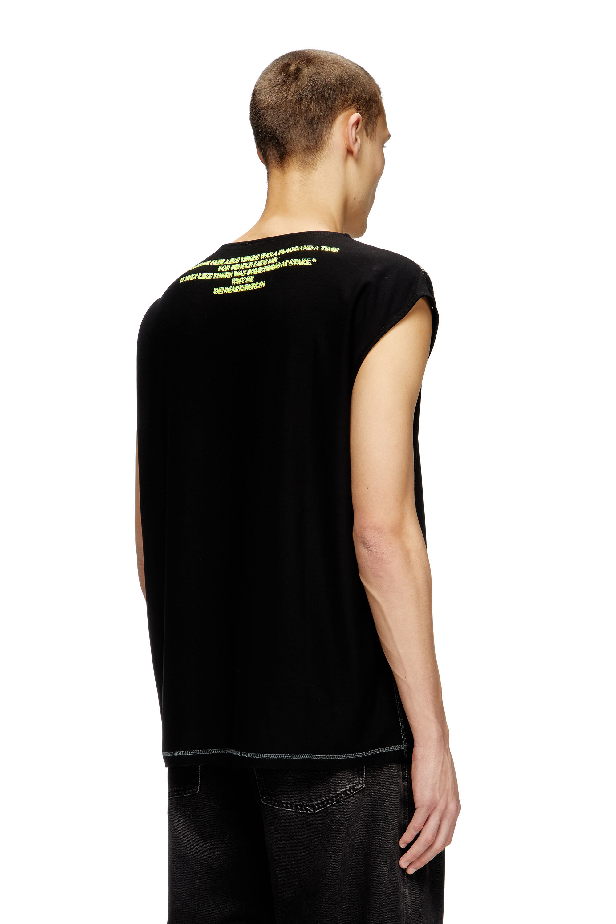 Diesel - T-ISAK-A, T-shirt sans manches avec imprimé paroles Mixte in Noir - 5
