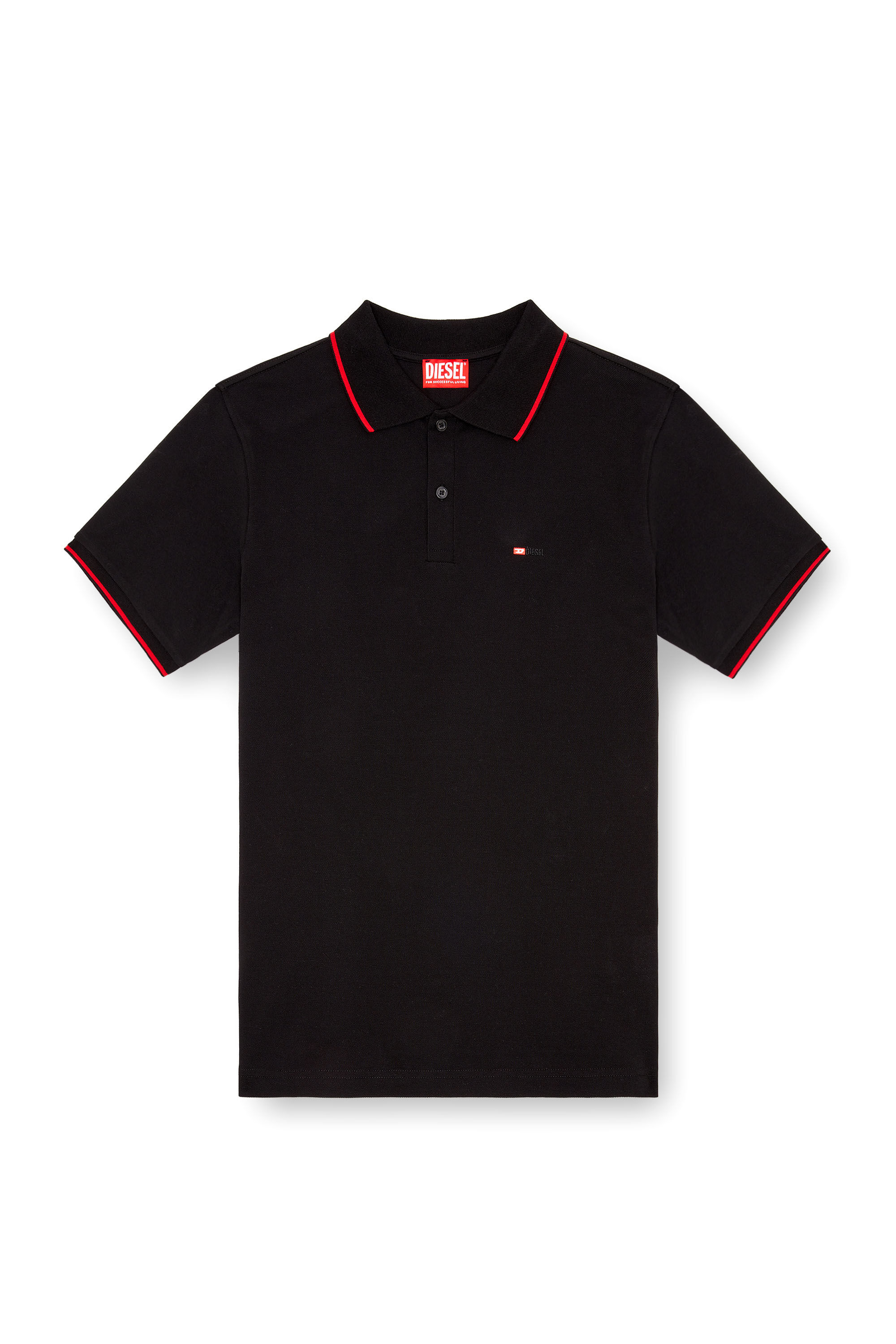 Diesel - T-FERRY-MICRODIV, Male's Polo shirt with micro Diesel embroidery in Black - 2