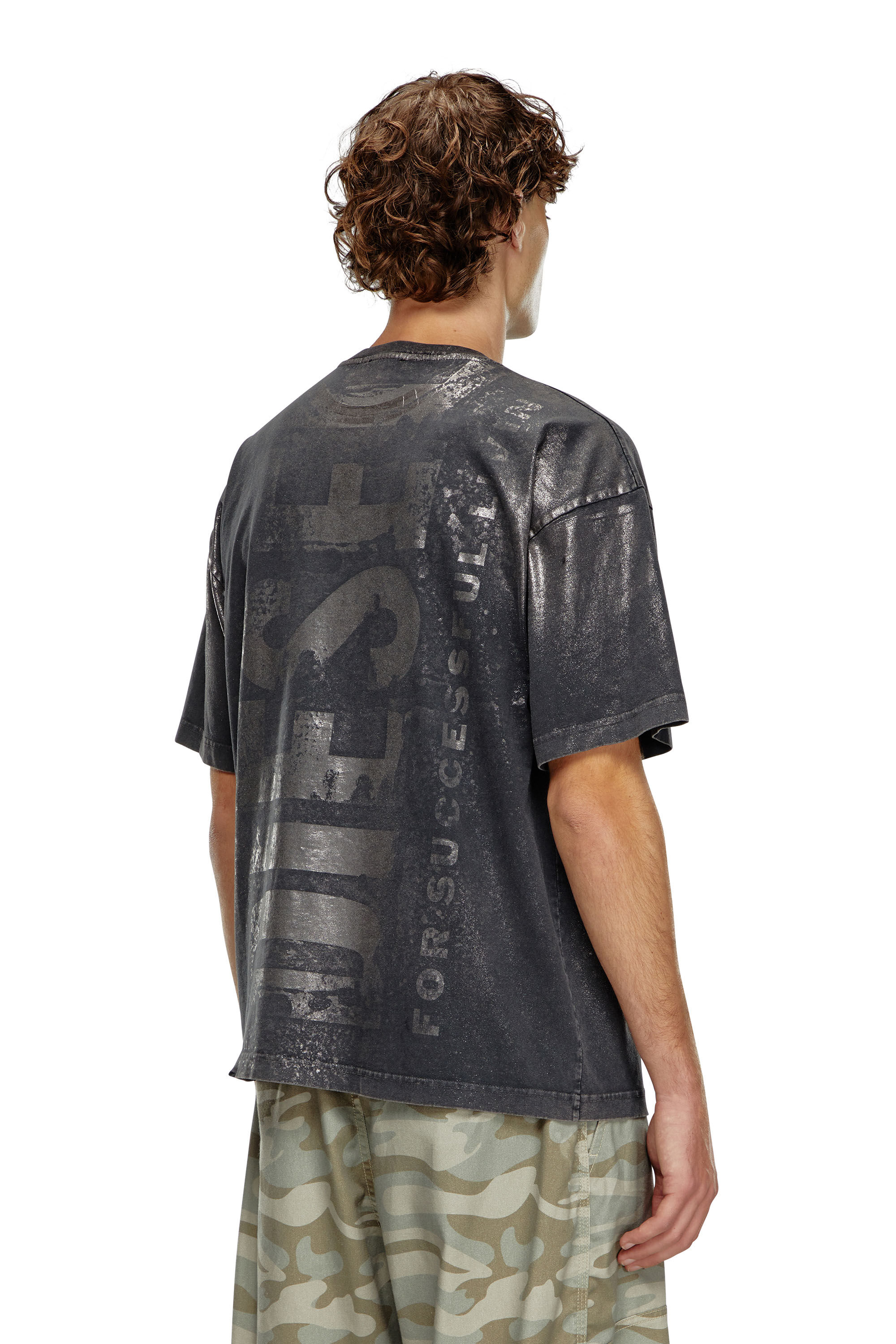 Diesel - T-BOXT-Q23, Male's Logo T-shirt with metallic effects in Black - 4