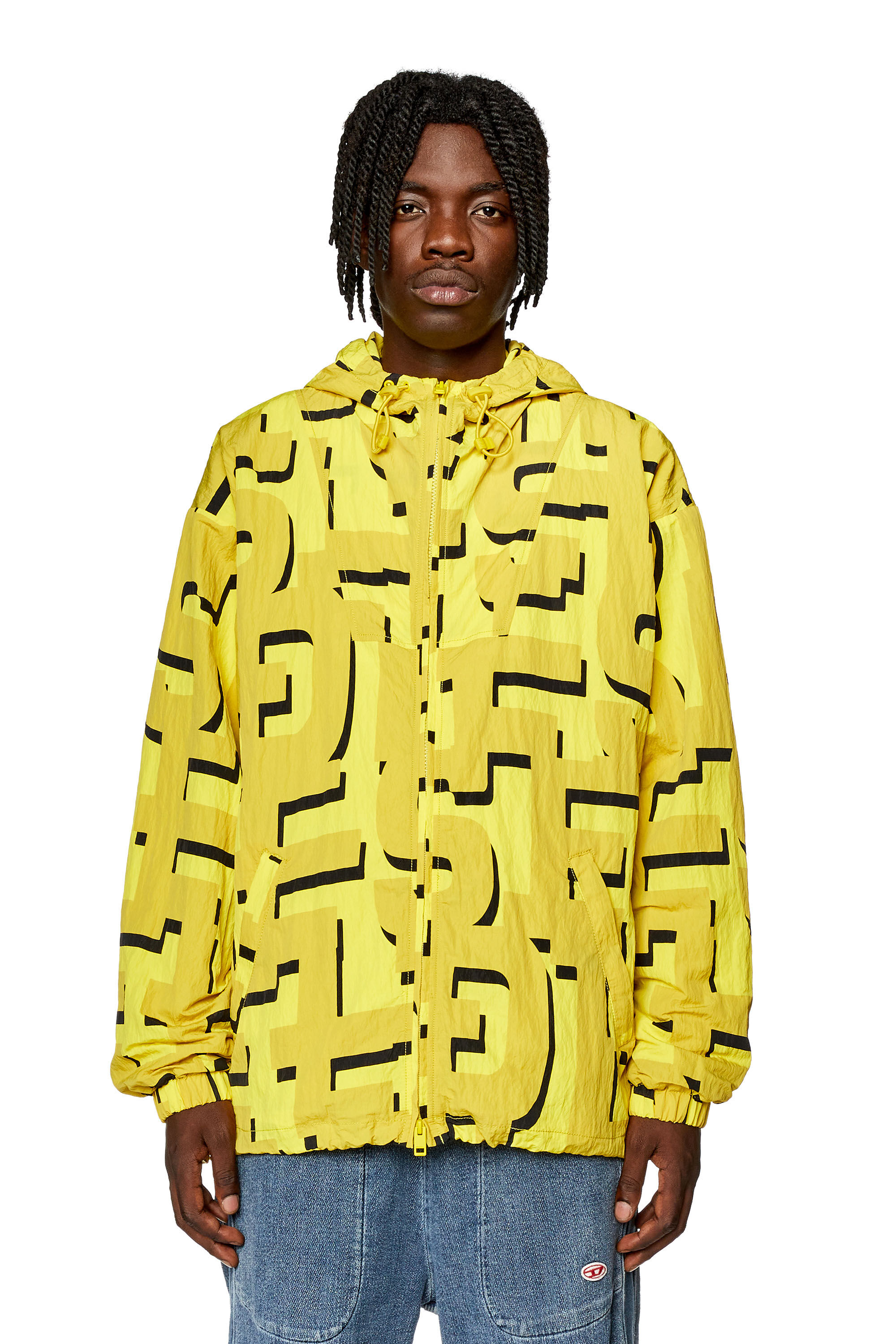 Men s Nylon windbreaker with monogram print J JASS MON PRINT Diesel