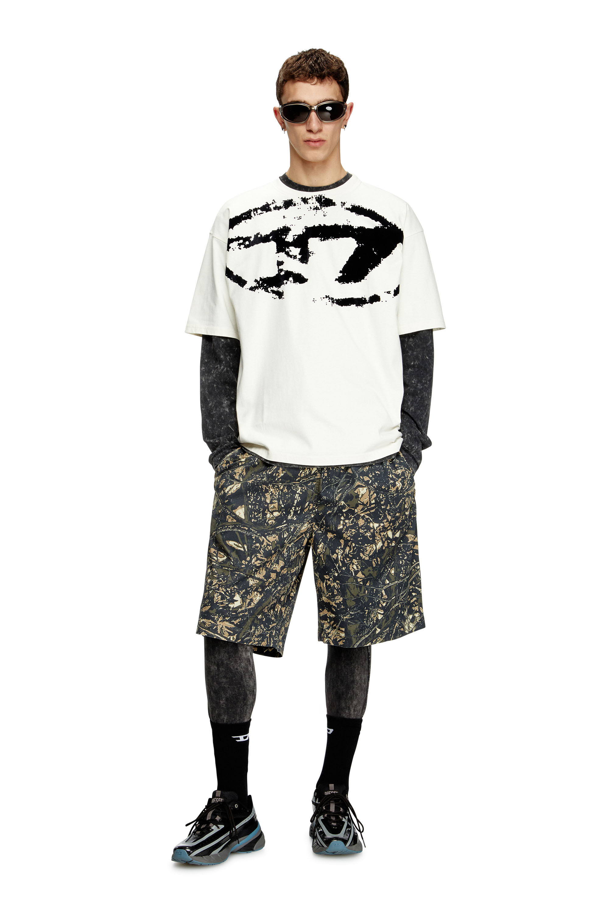 Diesel - T-BOXT-N14, T-shirt avec logo floqué effet vieilli Homme in Polychrome - 1